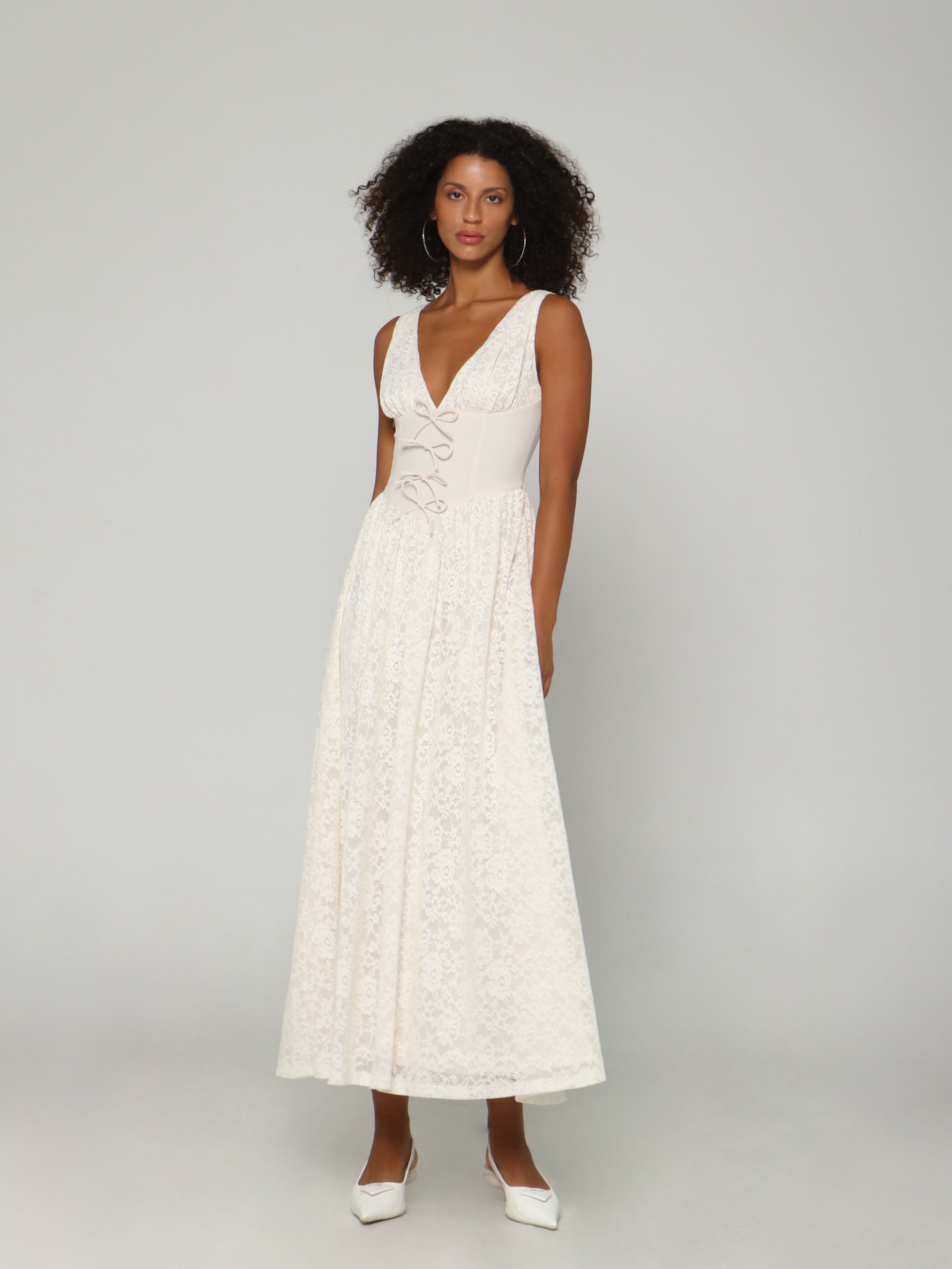 CRÈME LACE CORSET DRESS