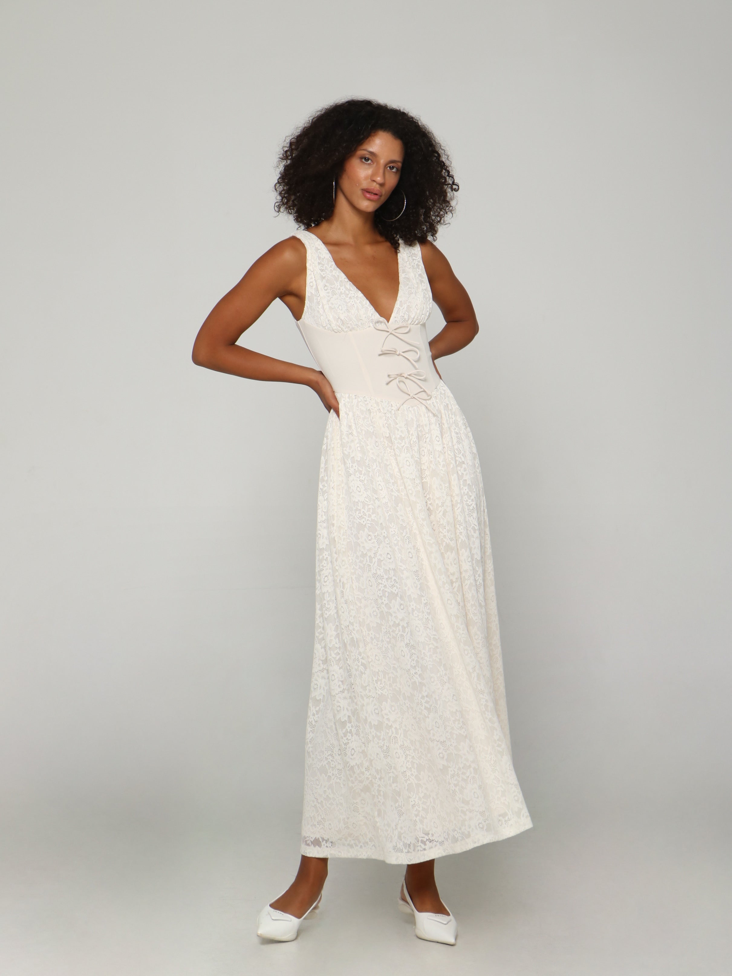 CRÈME LACE CORSET DRESS