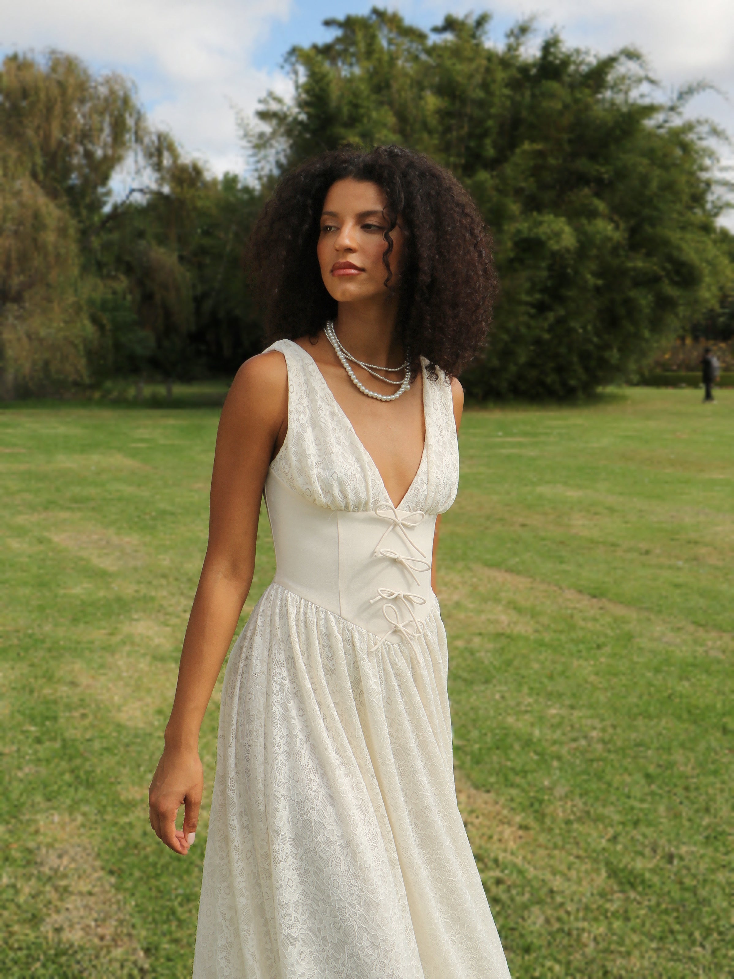 CRÈME LACE CORSET DRESS
