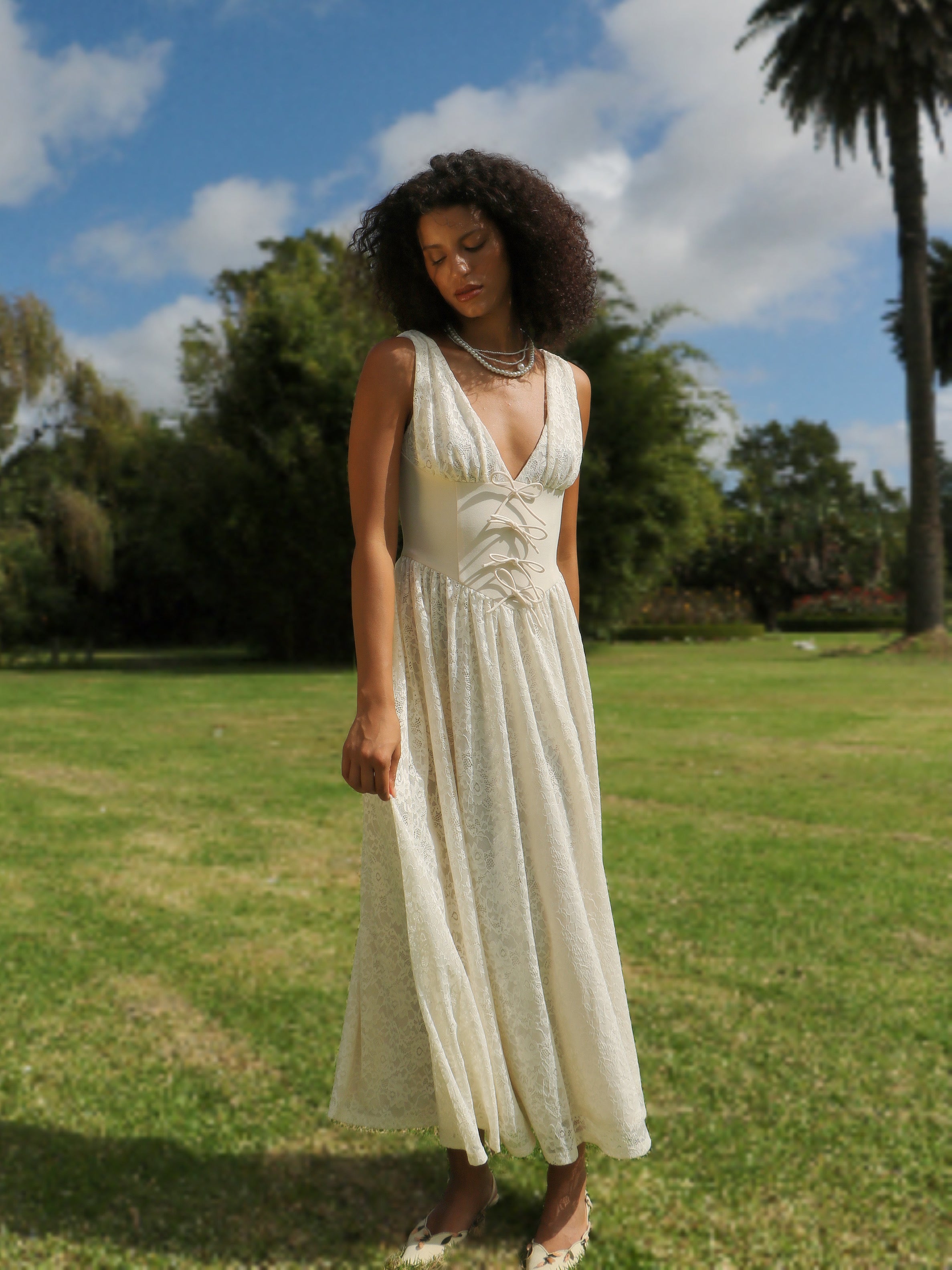 CRÈME LACE CORSET DRESS