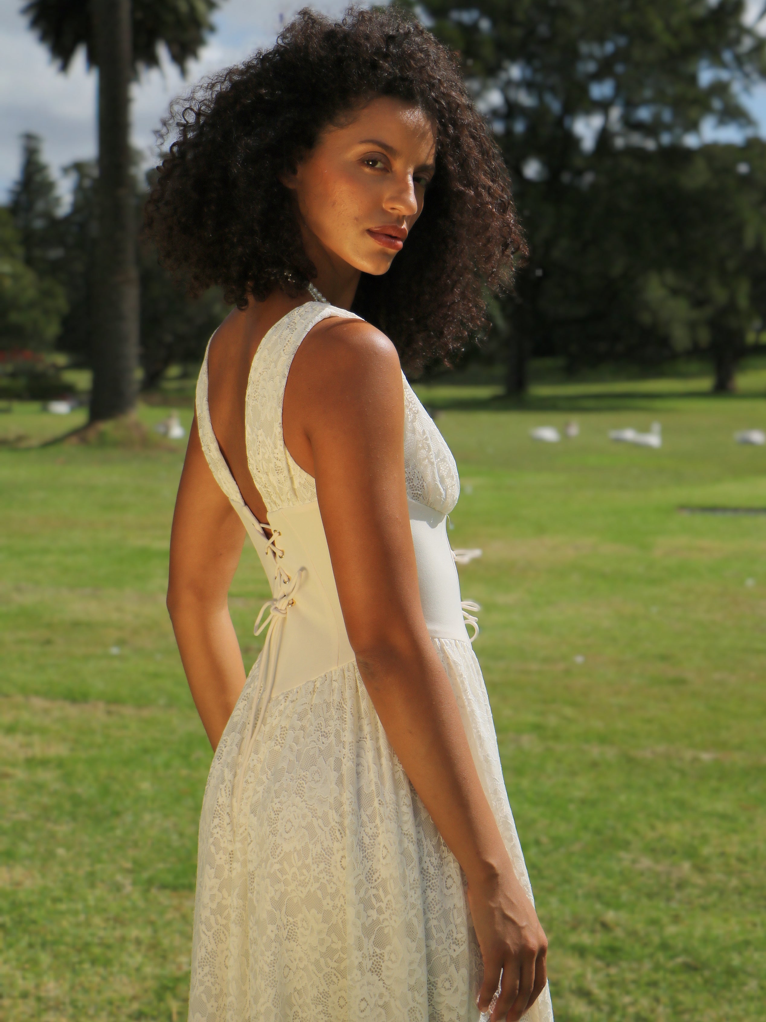 CRÈME LACE CORSET DRESS