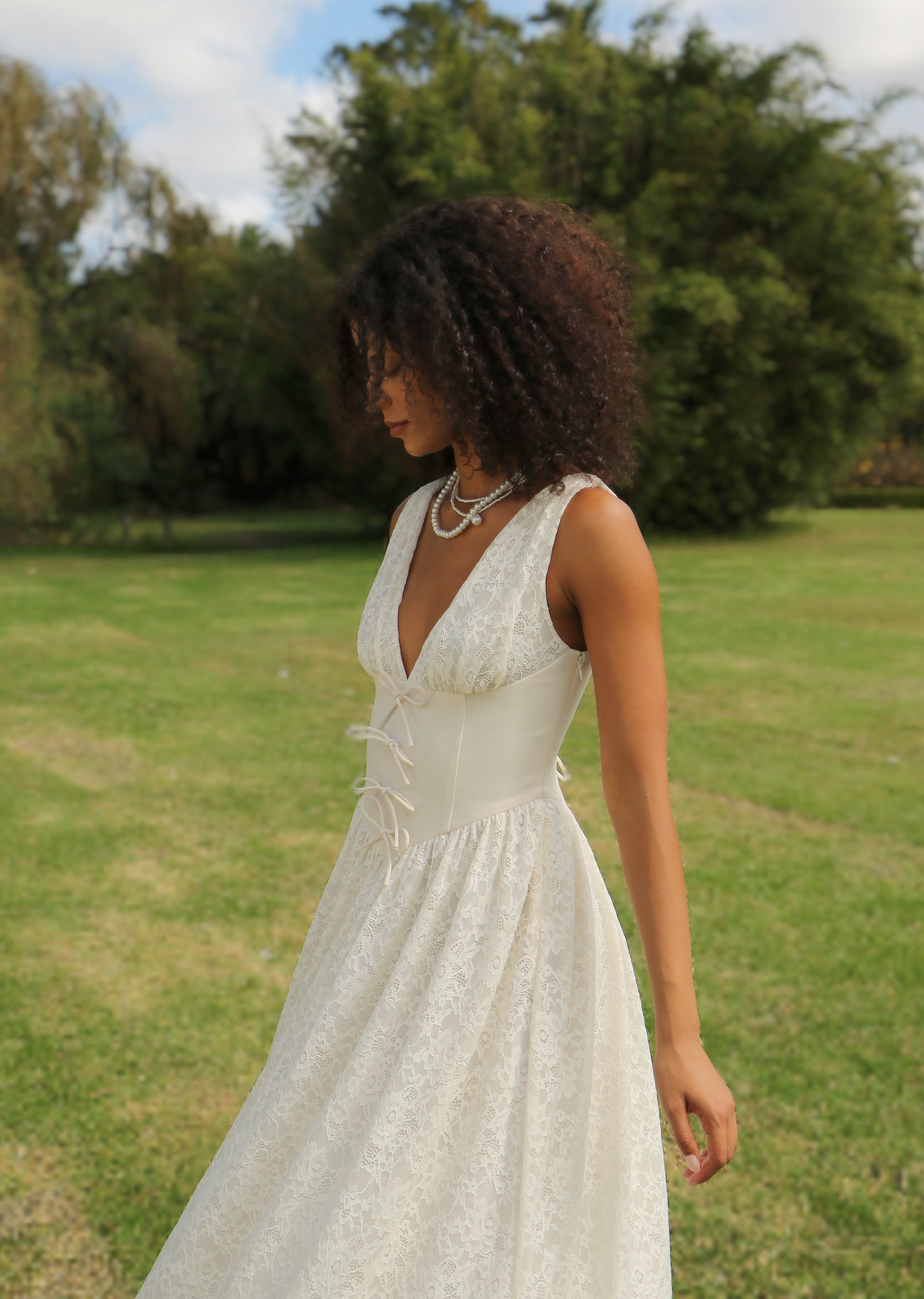 CRÈME LACE CORSET DRESS