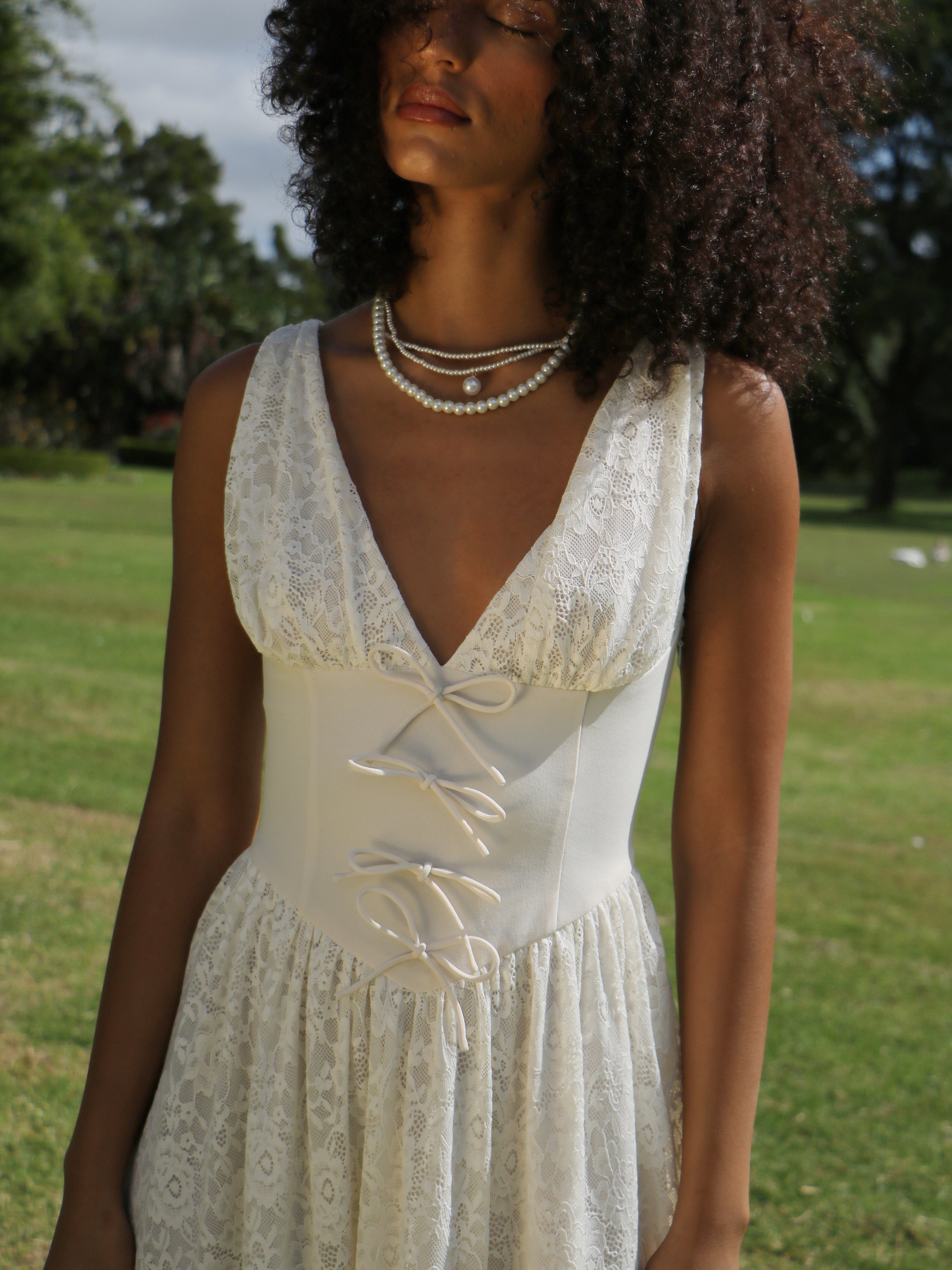 CRÈME LACE CORSET DRESS
