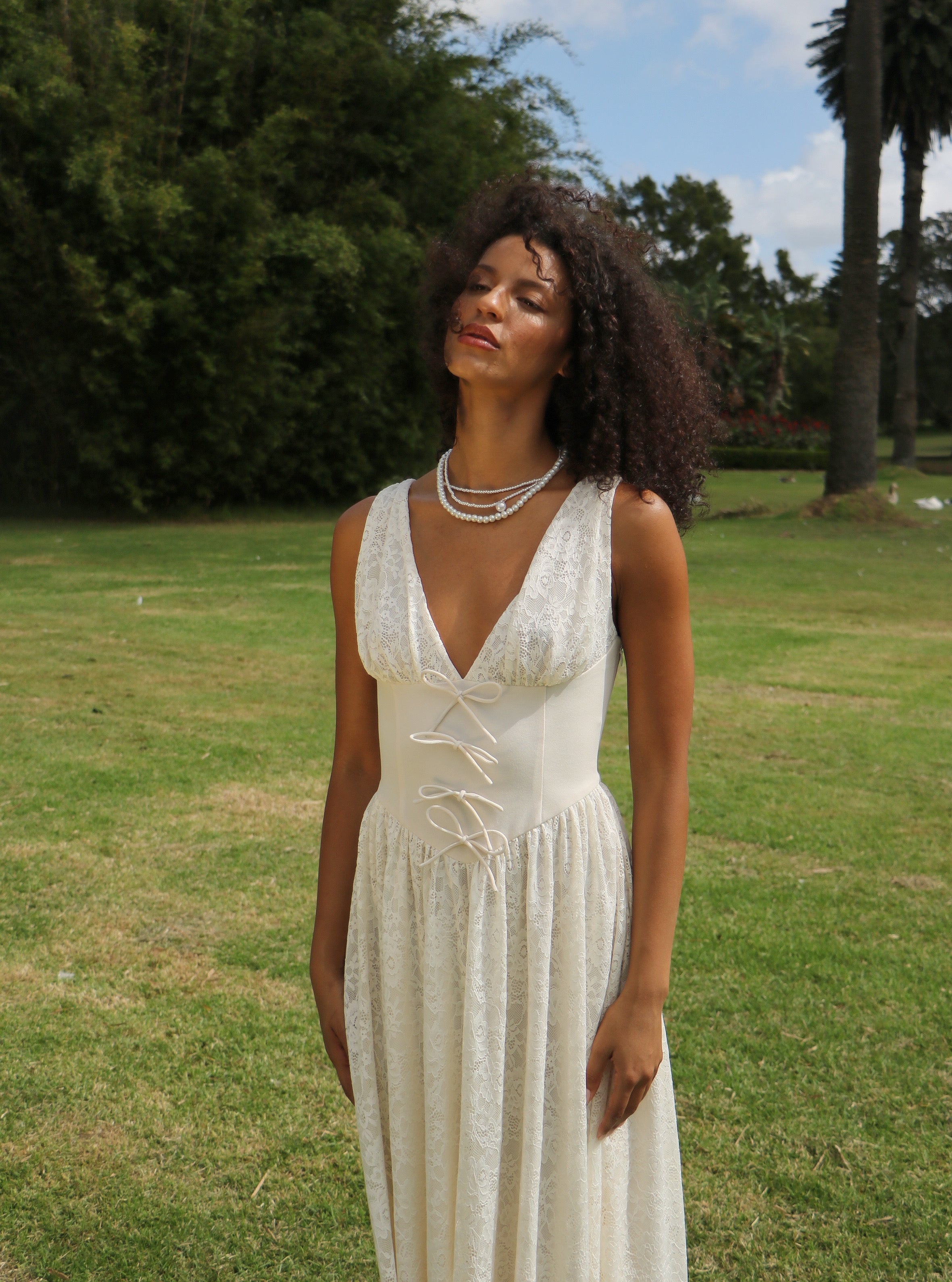 CRÈME LACE CORSET DRESS