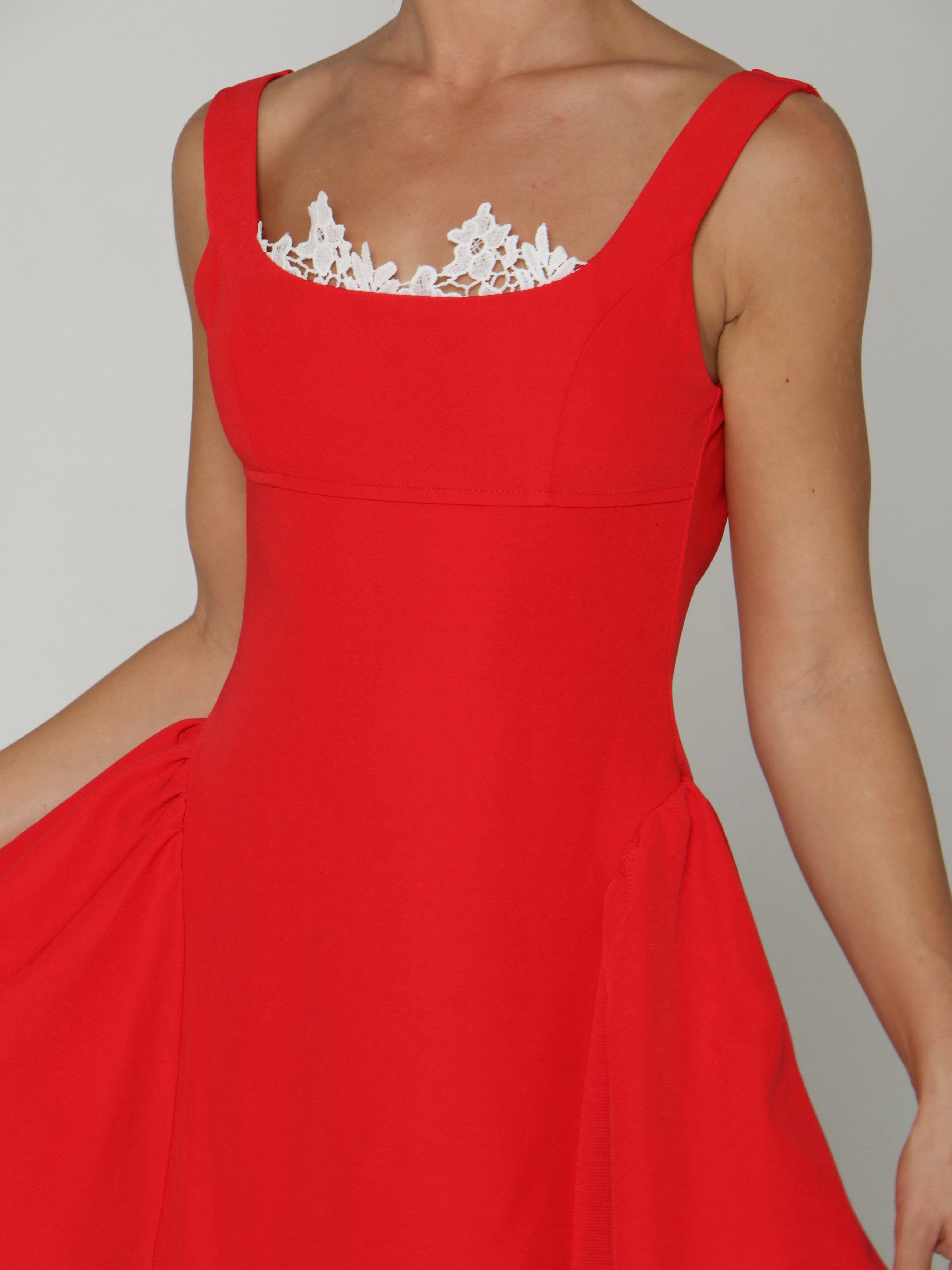 SCARLET LACE MINI DRESS