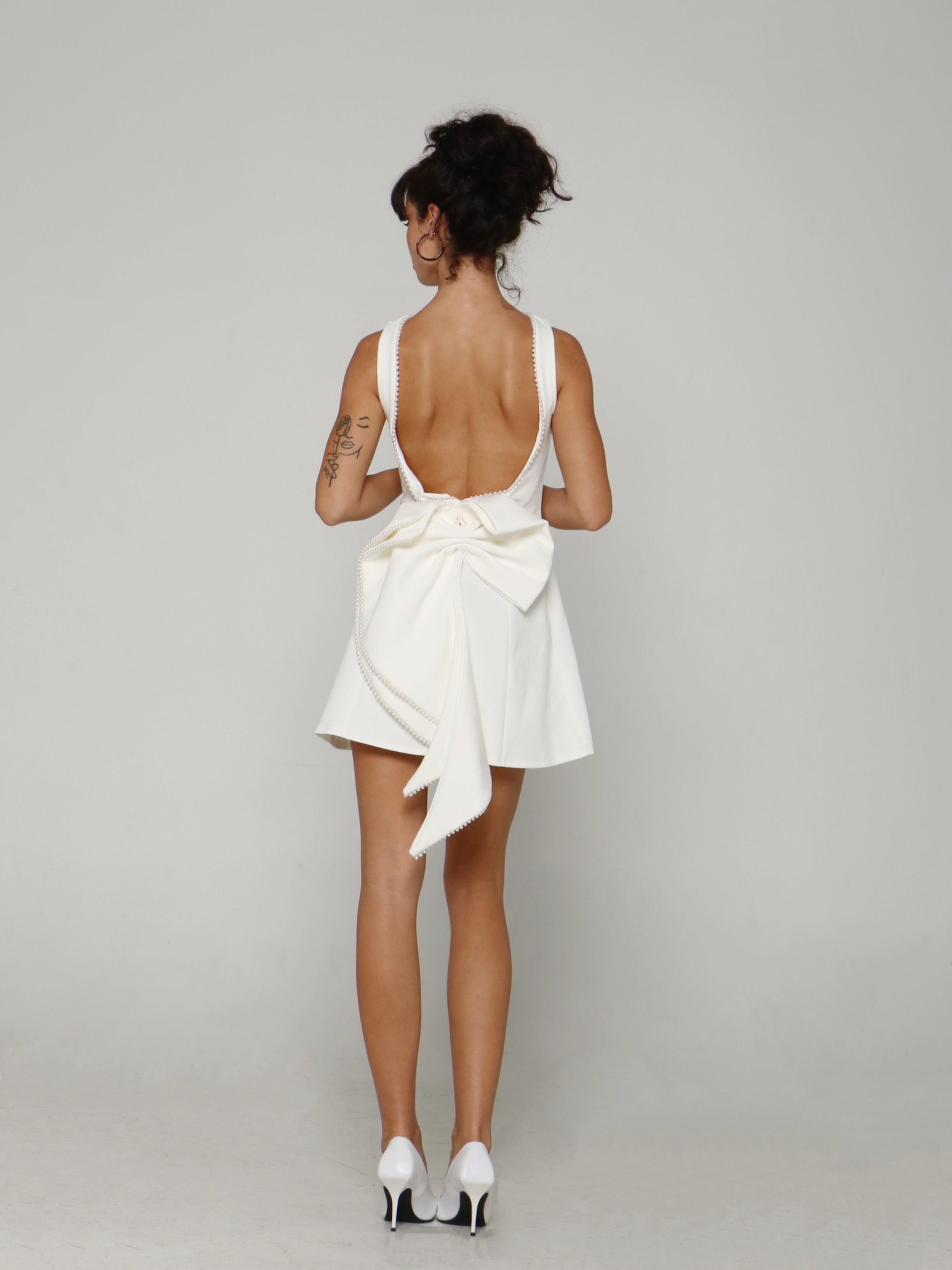 BOWBACK TUX MINI DRESS