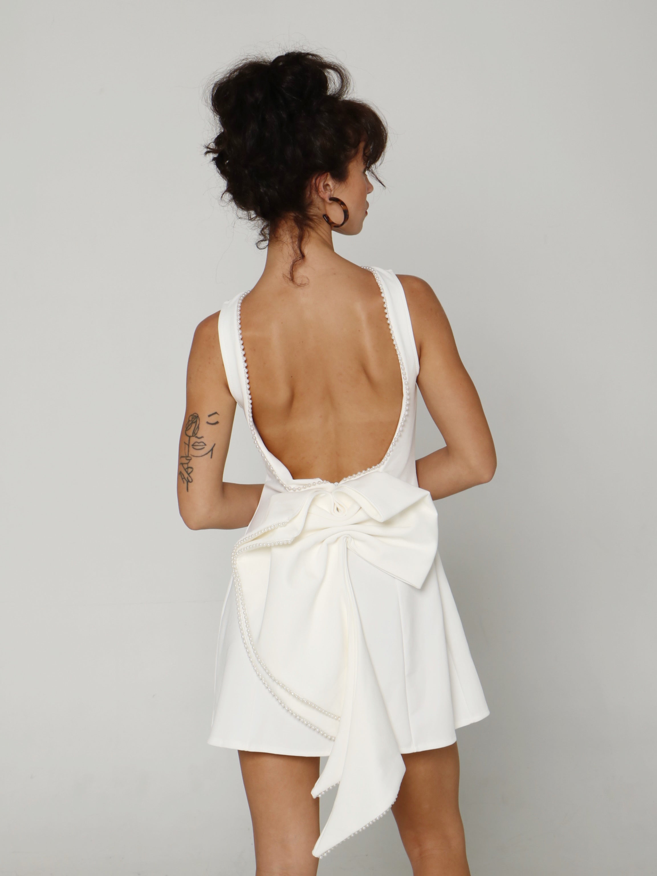 BOWBACK TUX MINI DRESS