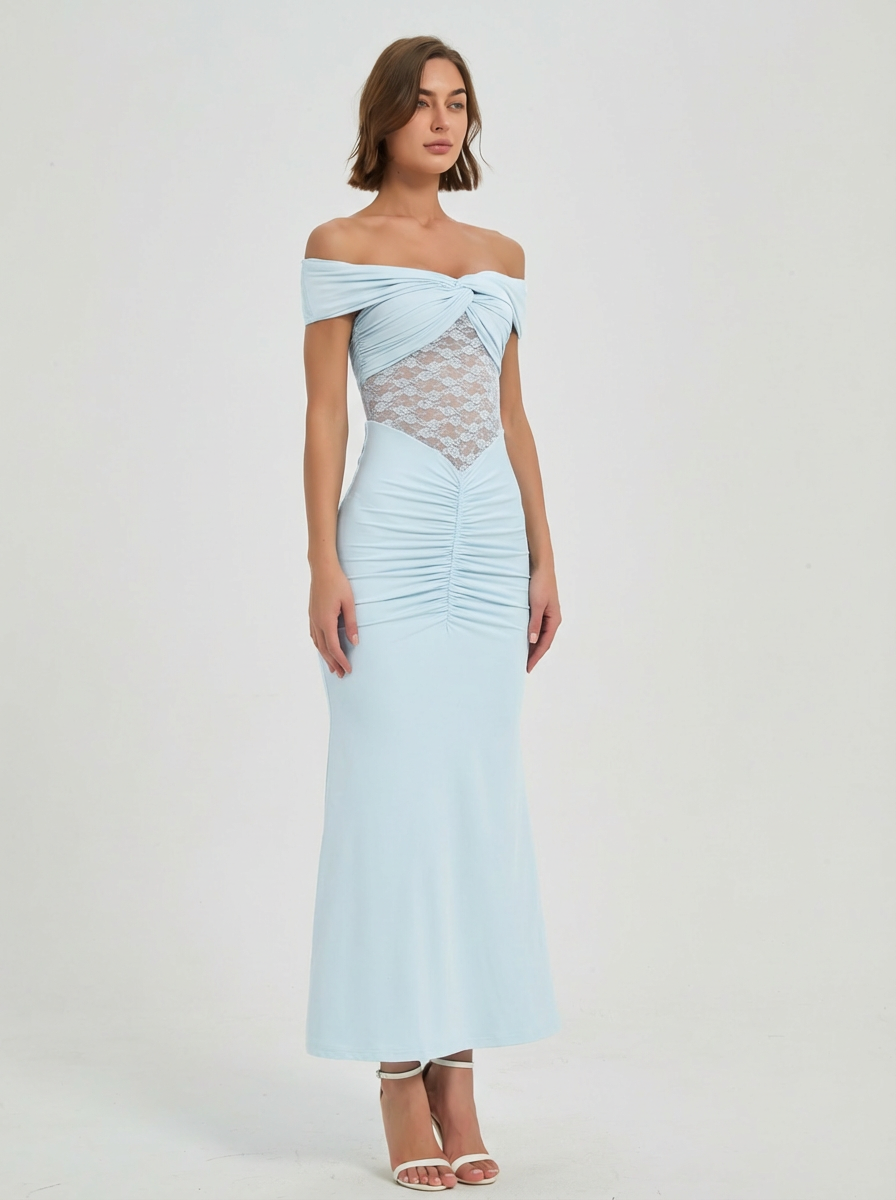 AURORA LACE MAXI DRESS - SKY BLUE