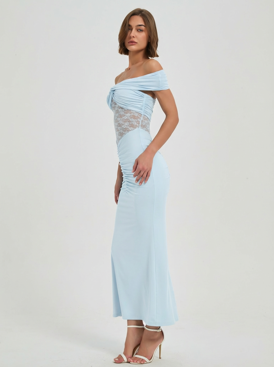 AURORA LACE MAXI DRESS - SKY BLUE