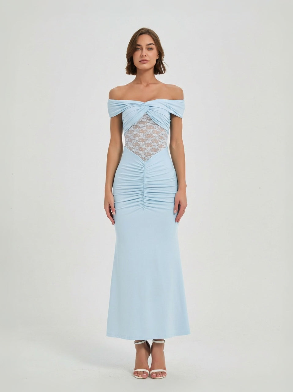 AURORA LACE MAXI DRESS - SKY BLUE