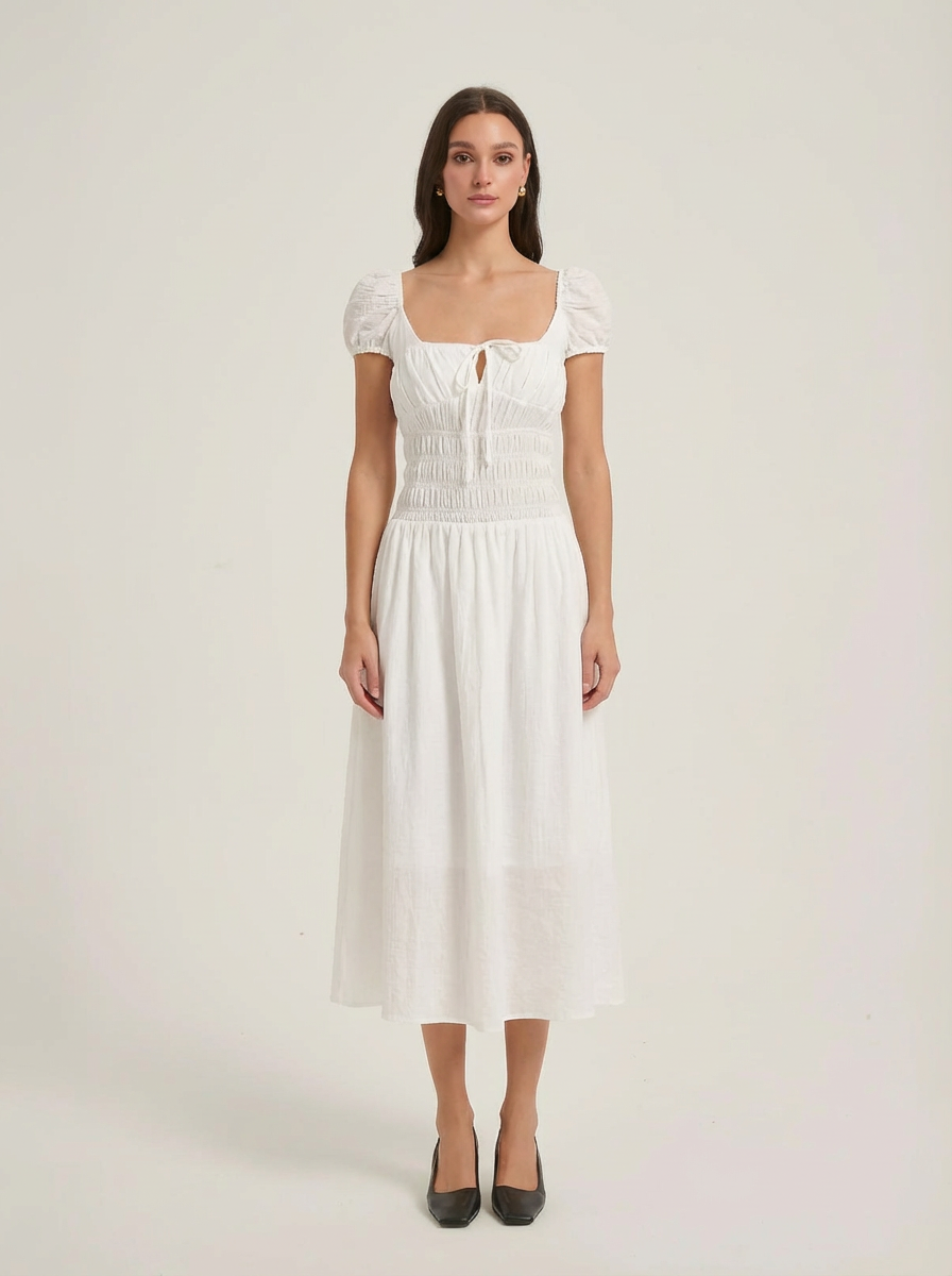 CAMILLE MIDI DRESS - WHITE