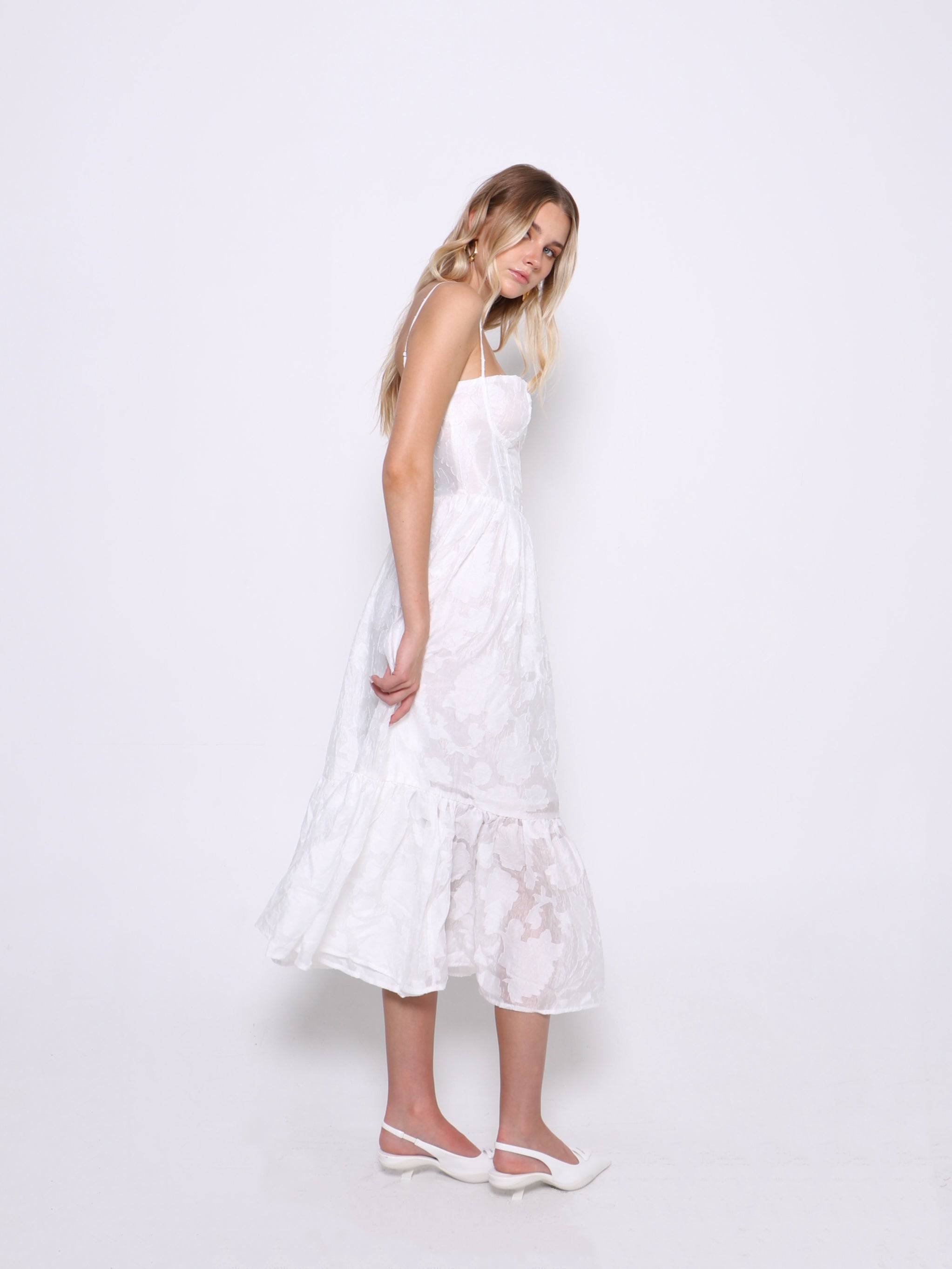 ÉLOISE LACE-UP MIDI DRESS