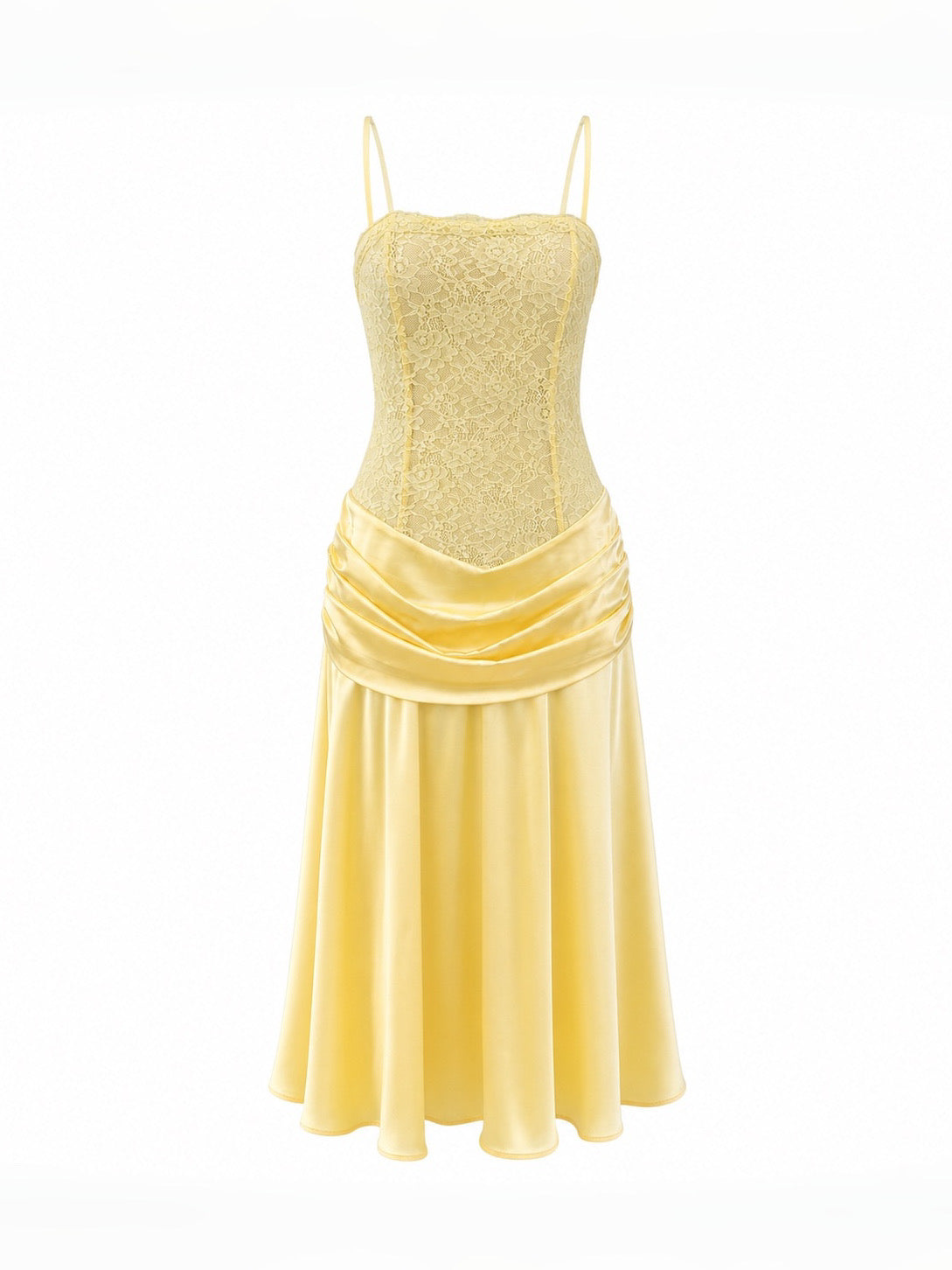 LIMONE LACE MIDI DRESS - LEMON