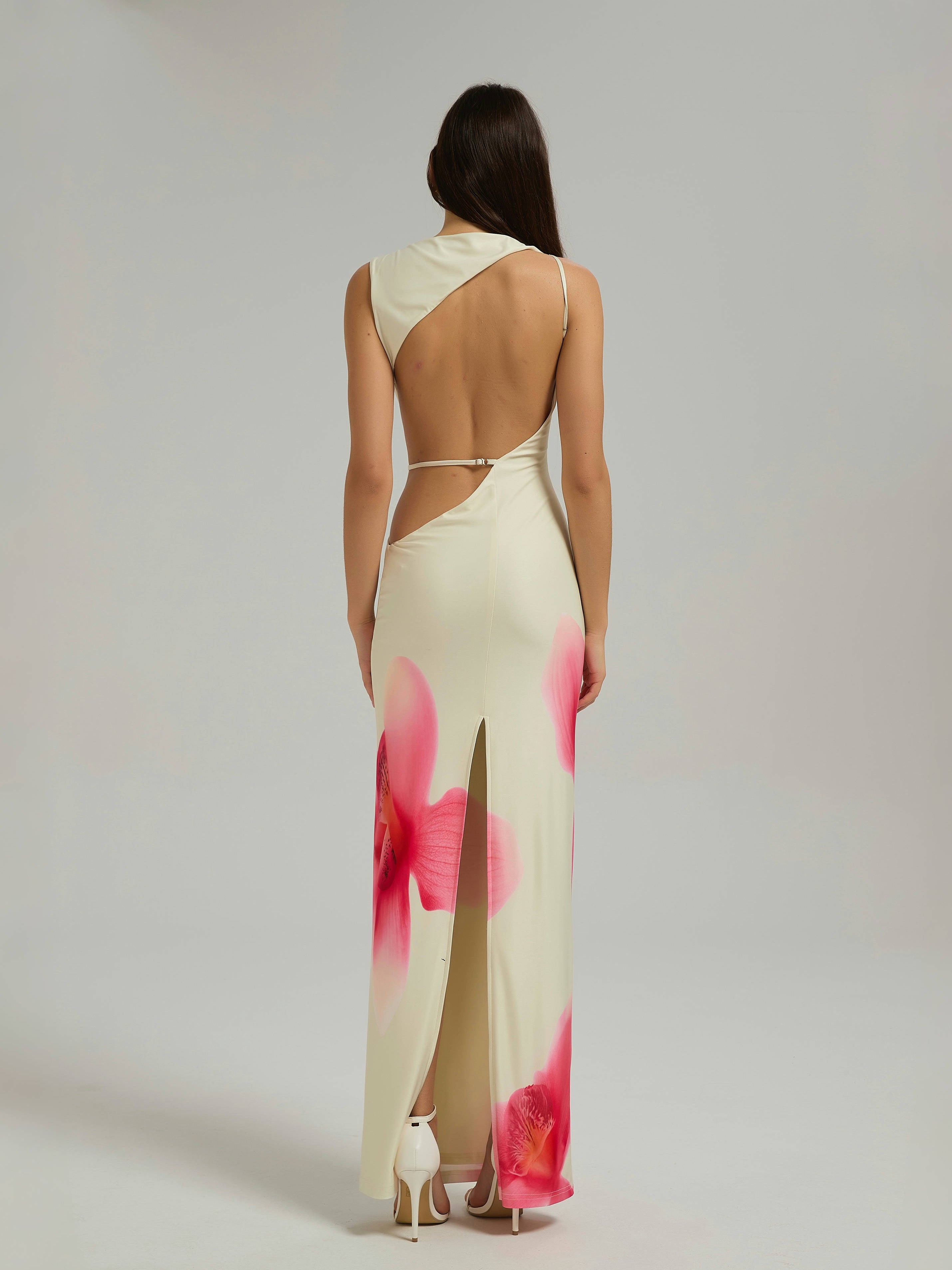 ORCHID CUTOUT MAXI DRESS - YELLOW FLORAL