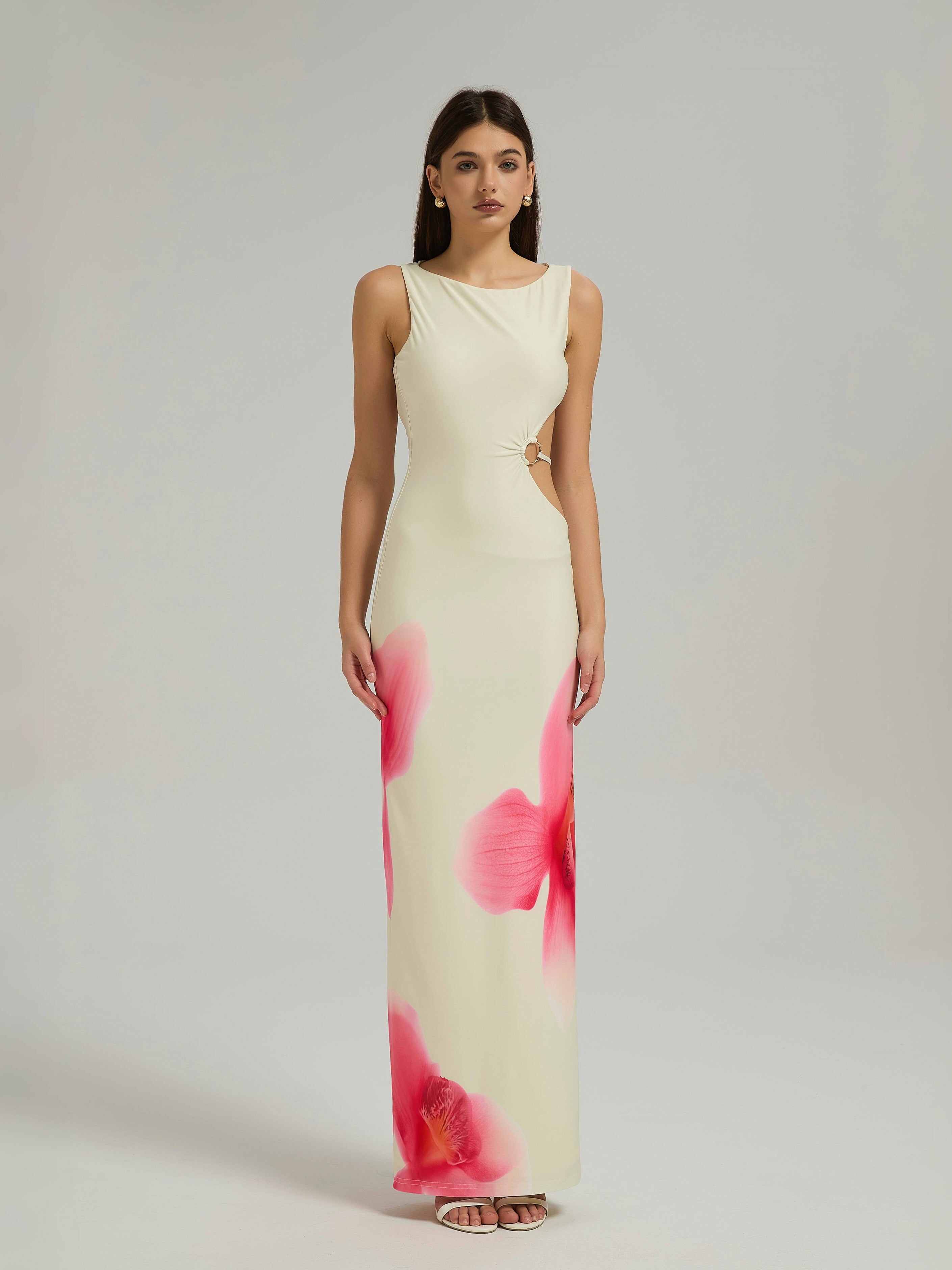 ORCHID CUTOUT MAXI DRESS - YELLOW FLORAL