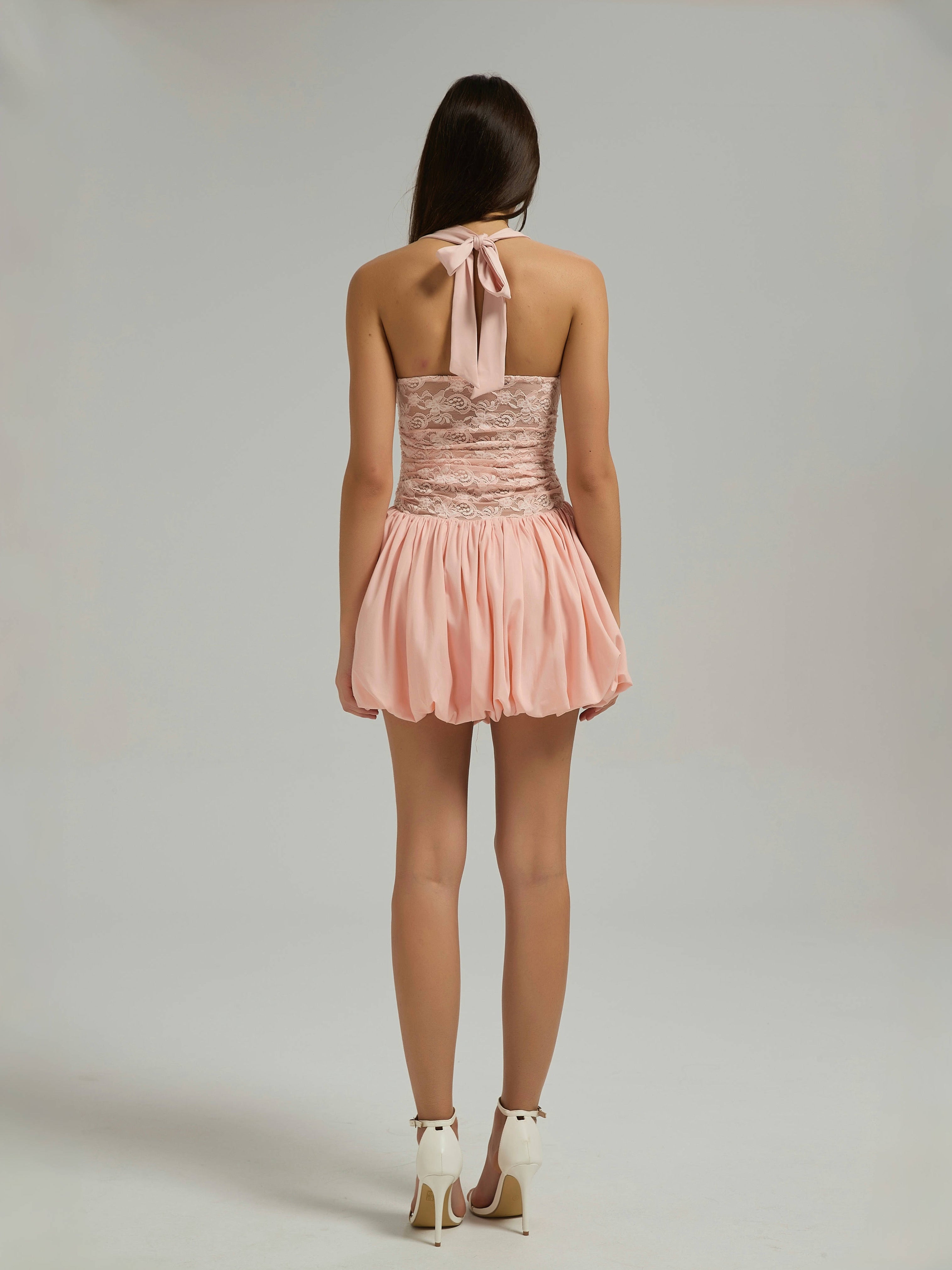 DELILAH LACE MINI DRESS - BLUSH