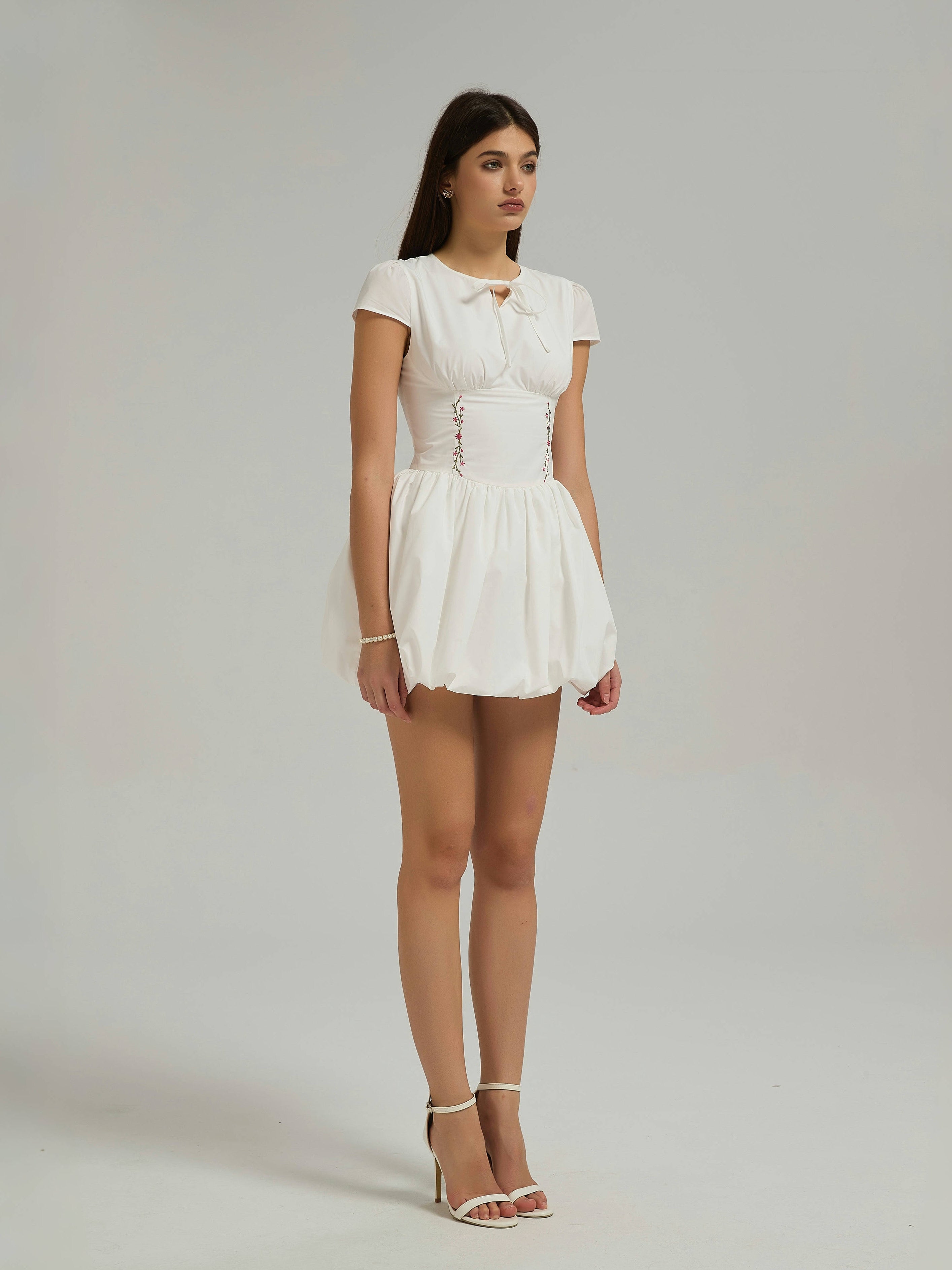 ELODIE PUFF MINI DRESS - WHITE