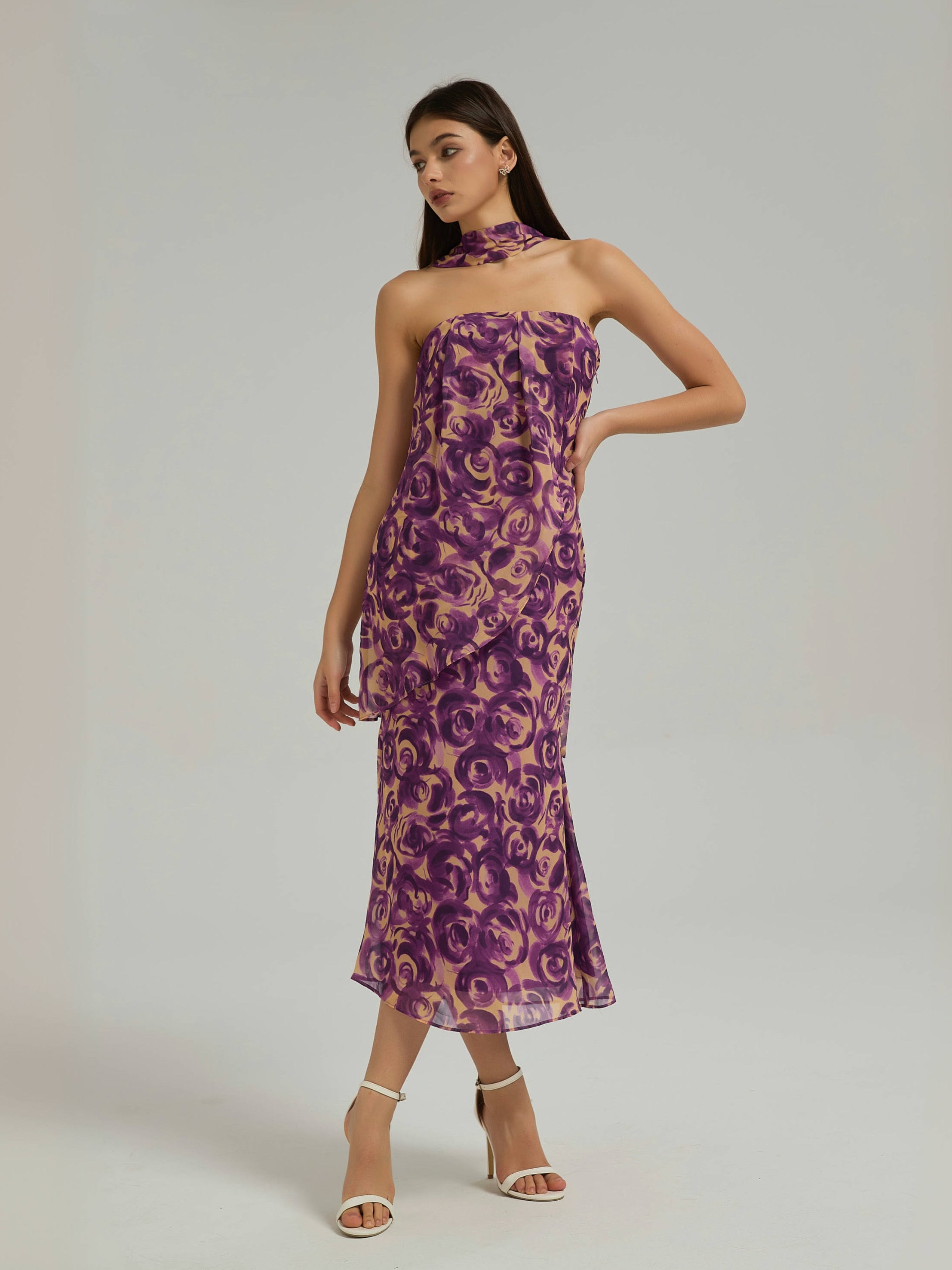 DIANA MIDI DRESS - PURPLE FLORAL