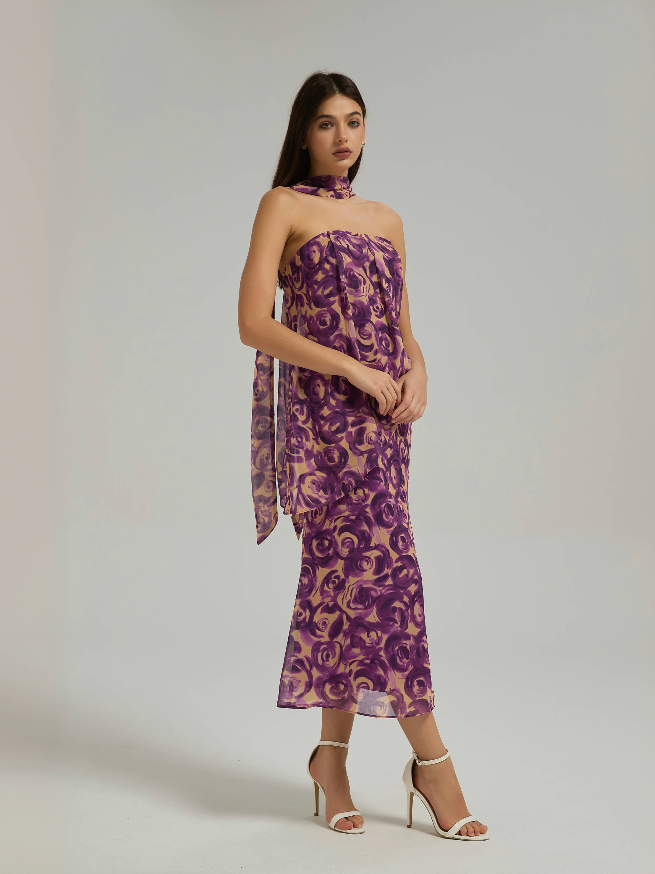 DIANA MIDI DRESS - PURPLE FLORAL