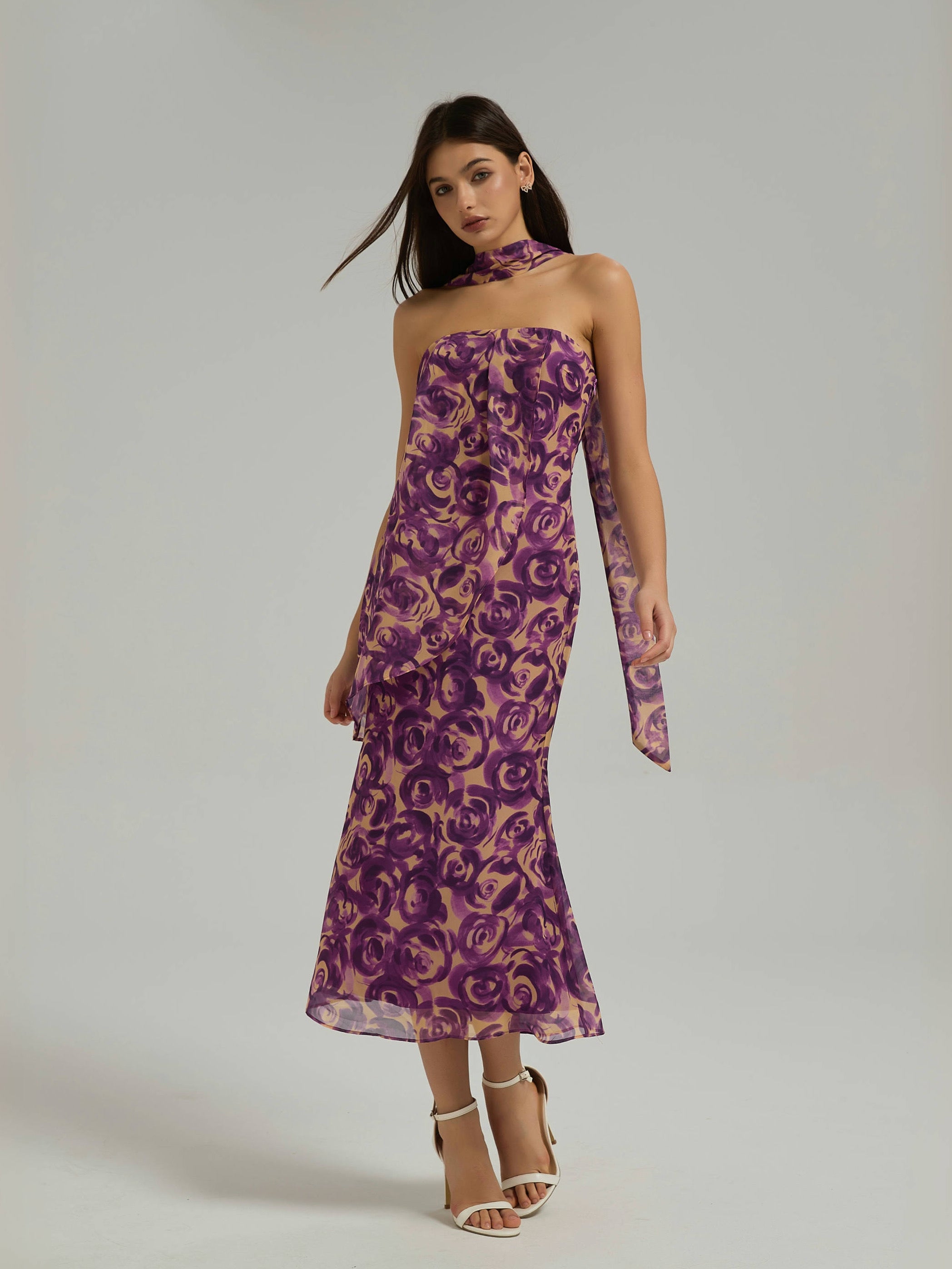 DIANA MIDI DRESS - PURPLE FLORAL