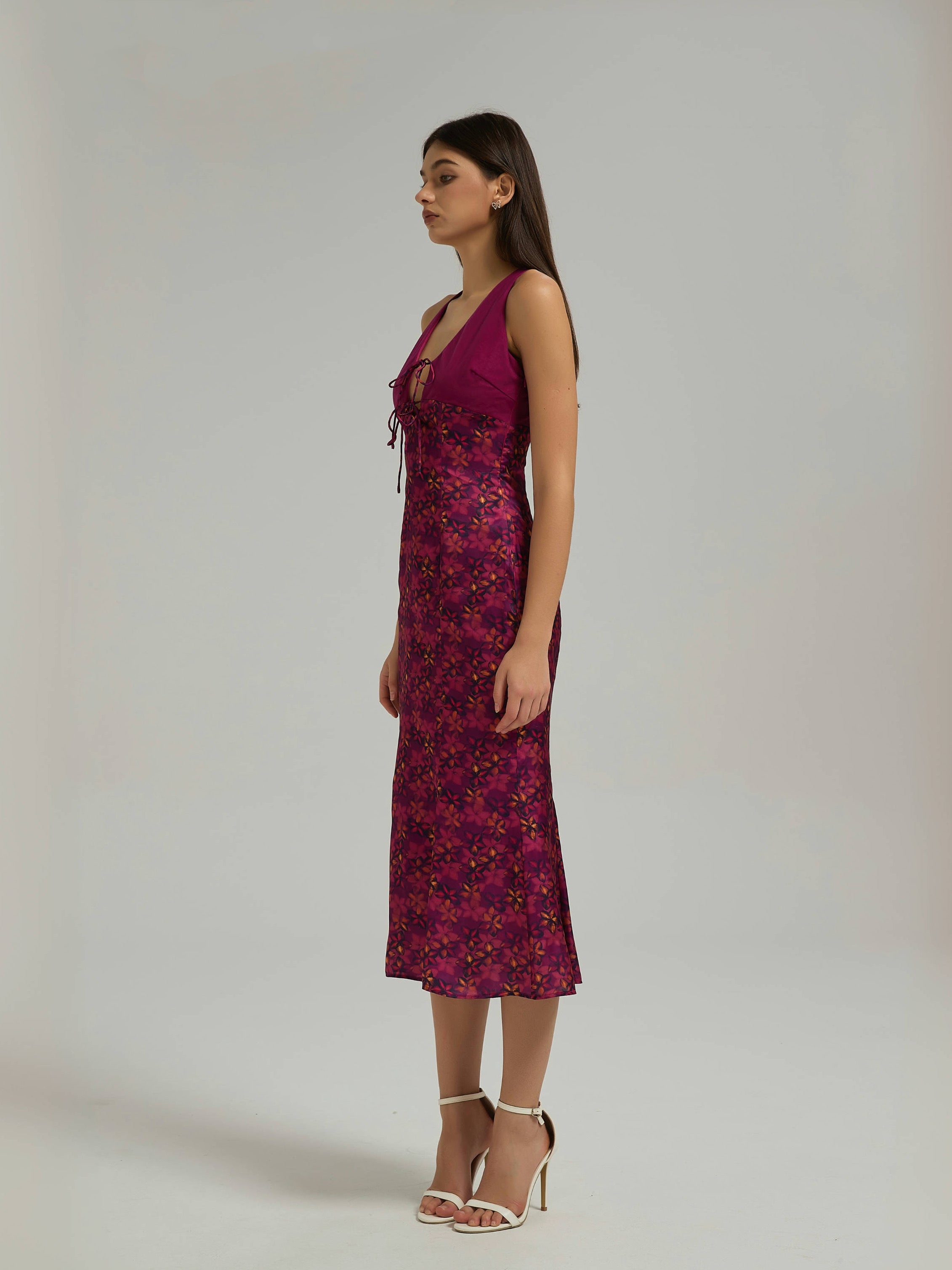 RINA MIDI DRESS - PLUM FLORAL