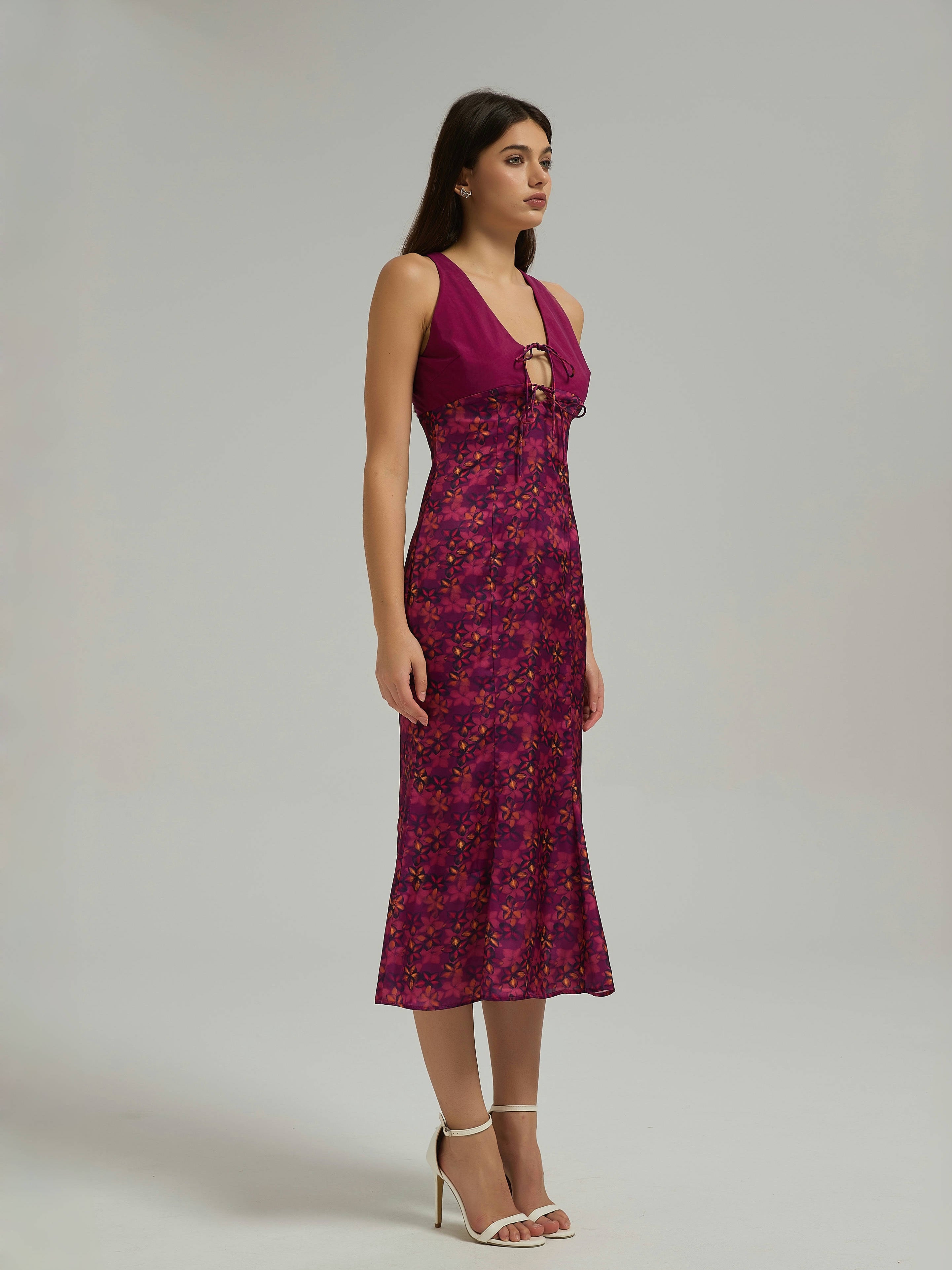 RINA MIDI DRESS - PLUM FLORAL