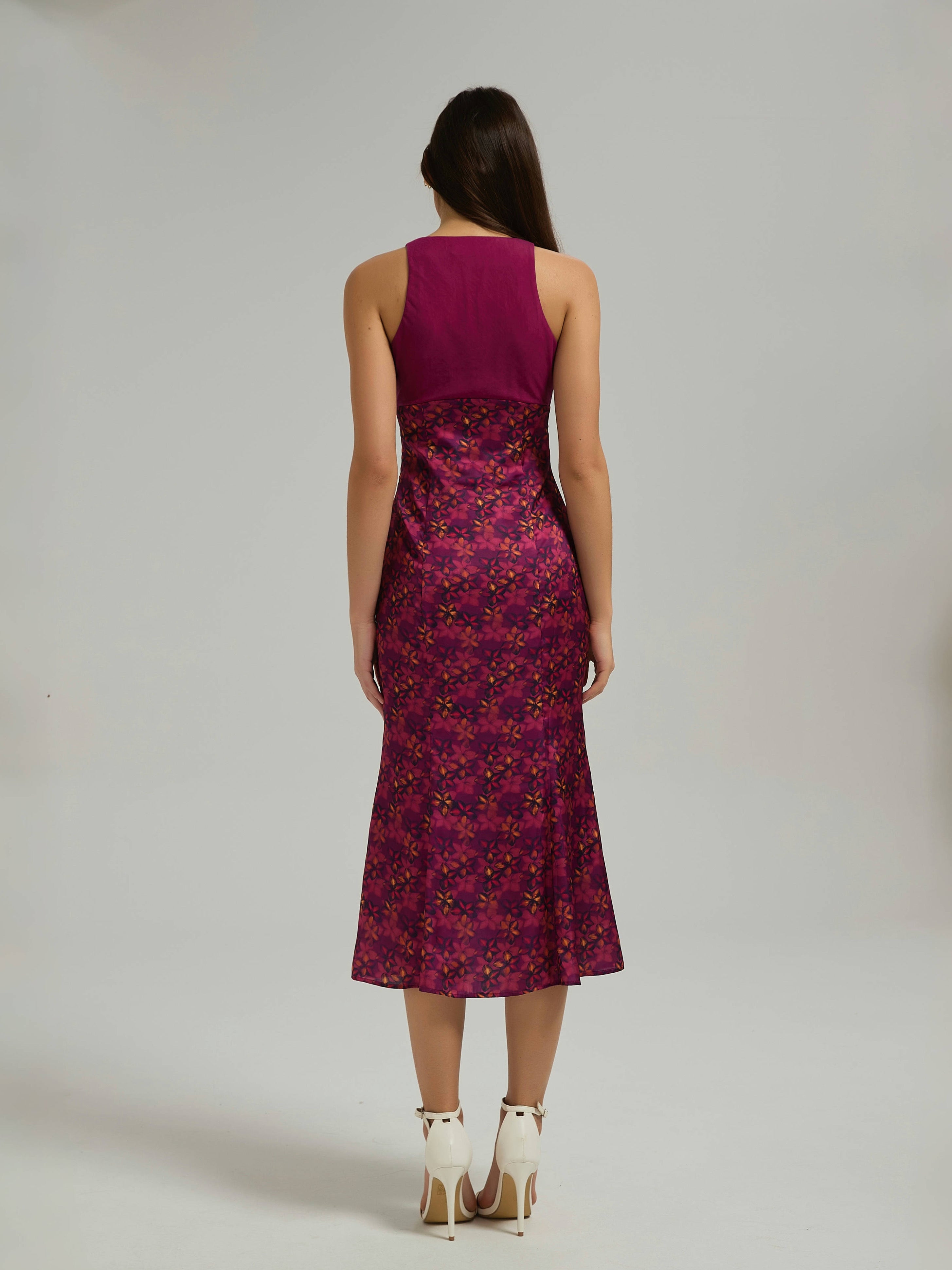 RINA MIDI DRESS - PLUM FLORAL
