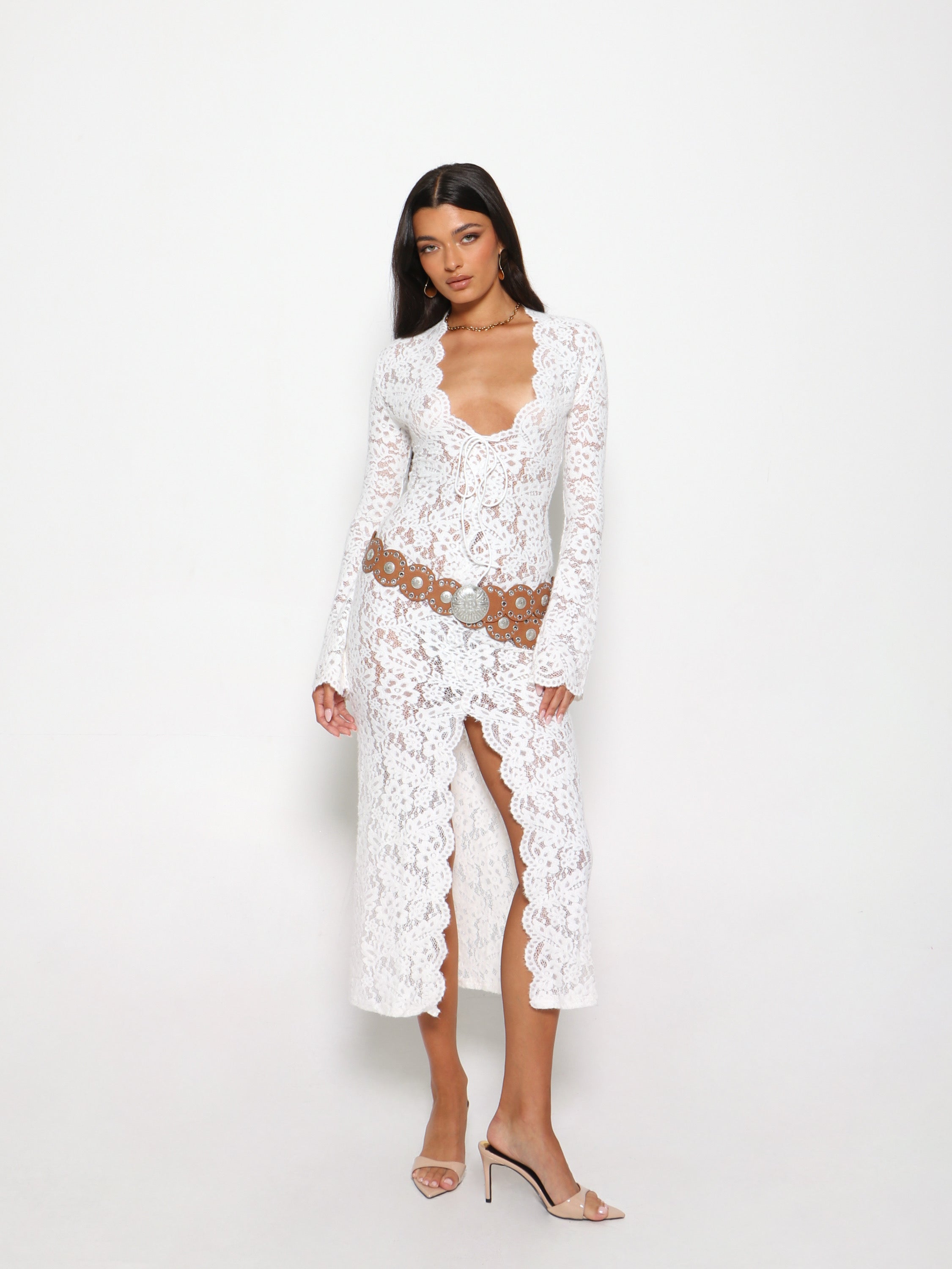 ALLURE LACE MIDI DRESS