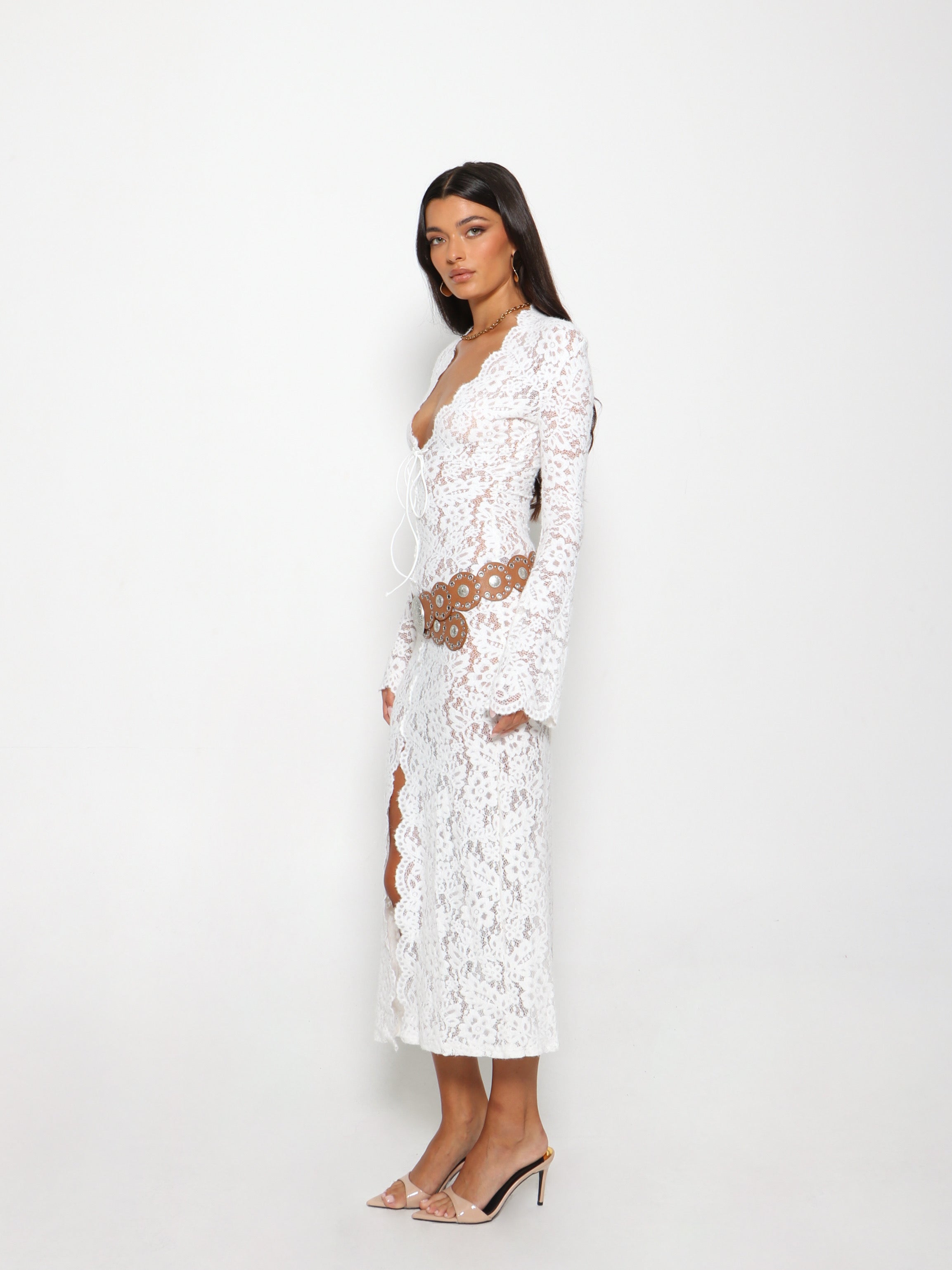ALLURE LACE MIDI DRESS