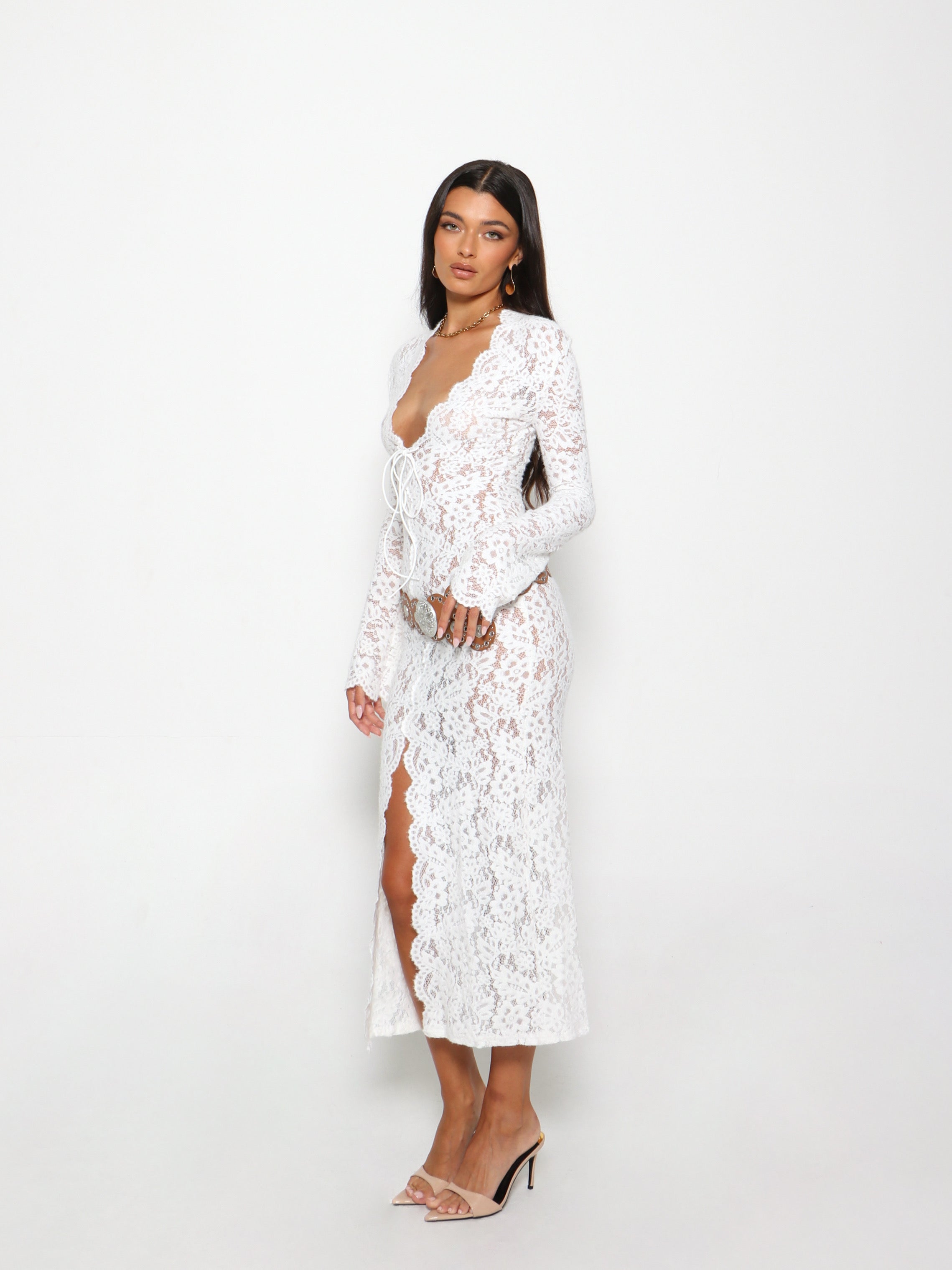 ALLURE LACE MIDI DRESS