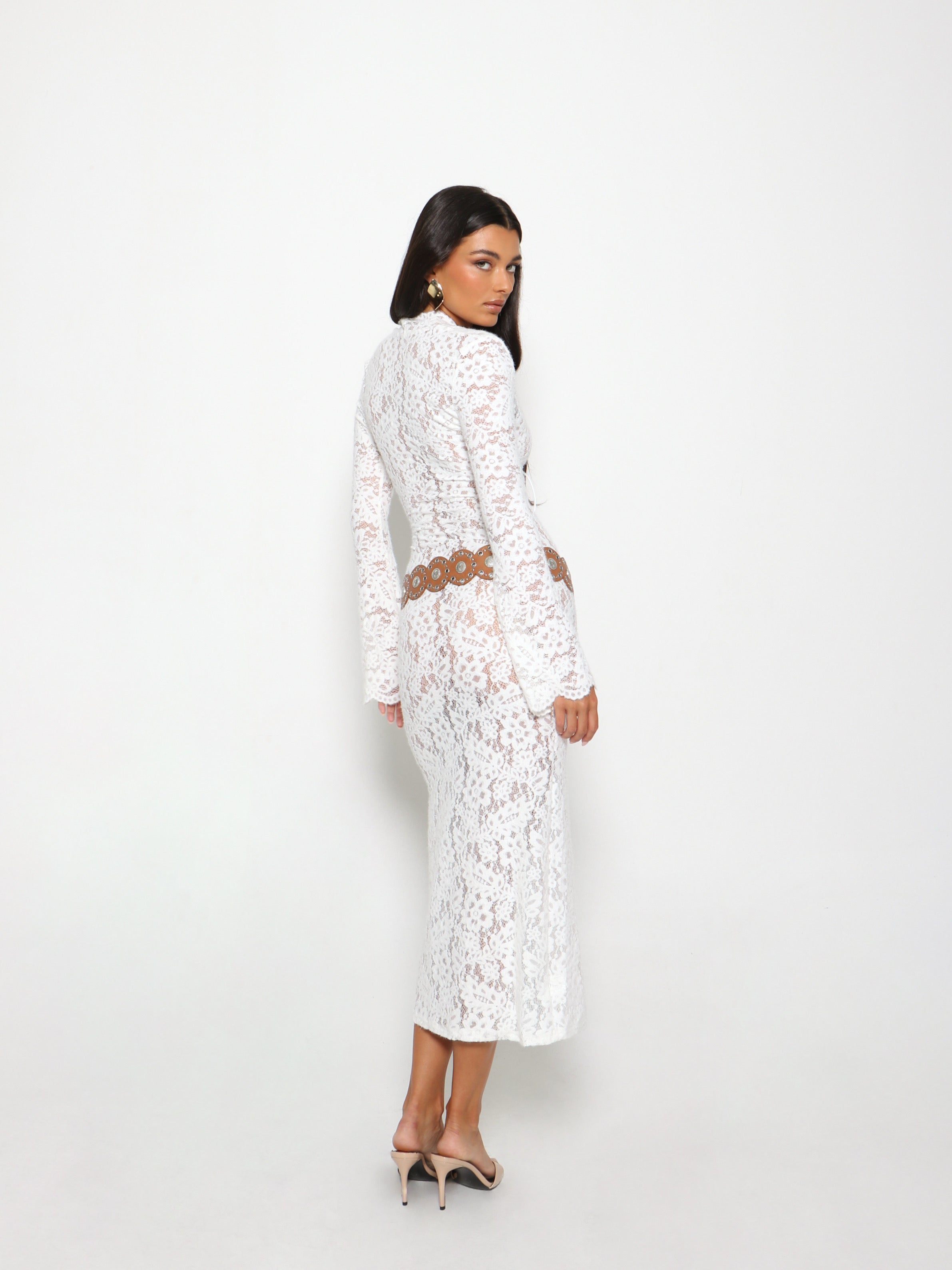 ALLURE LACE MIDI DRESS