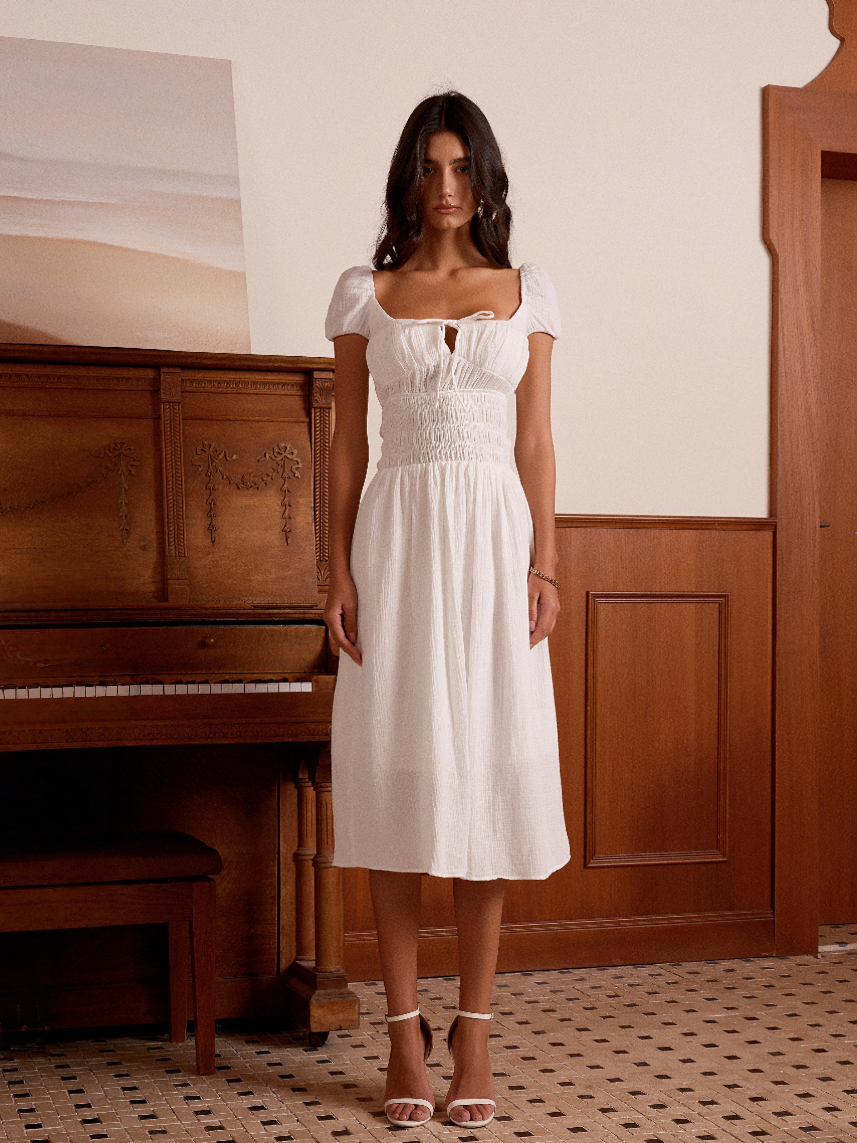 CAMILLE MIDI DRESS - WHITE