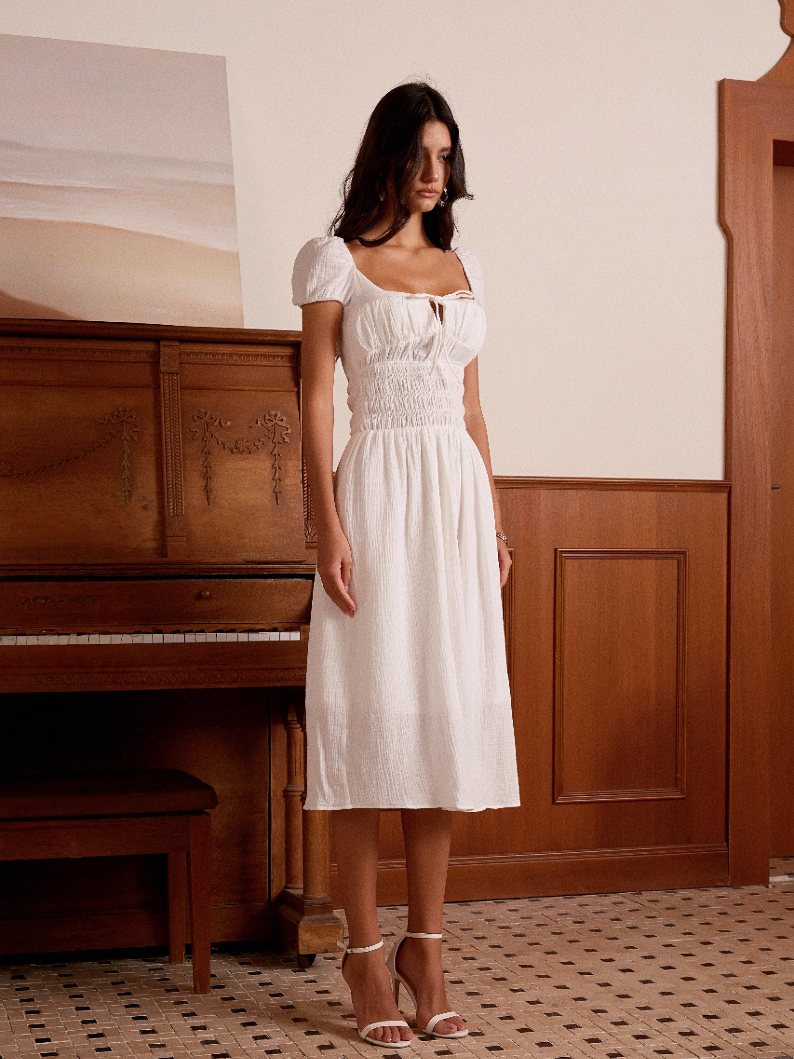CAMILLE MIDI DRESS - WHITE