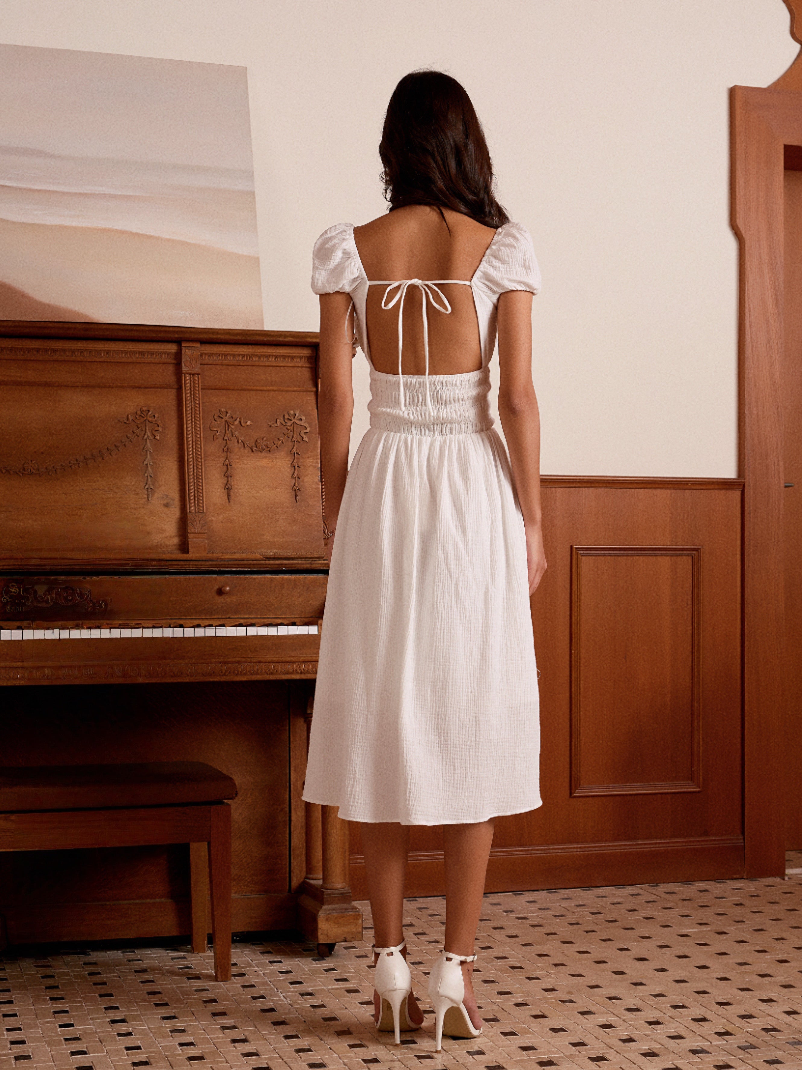 CAMILLE MIDI DRESS - WHITE