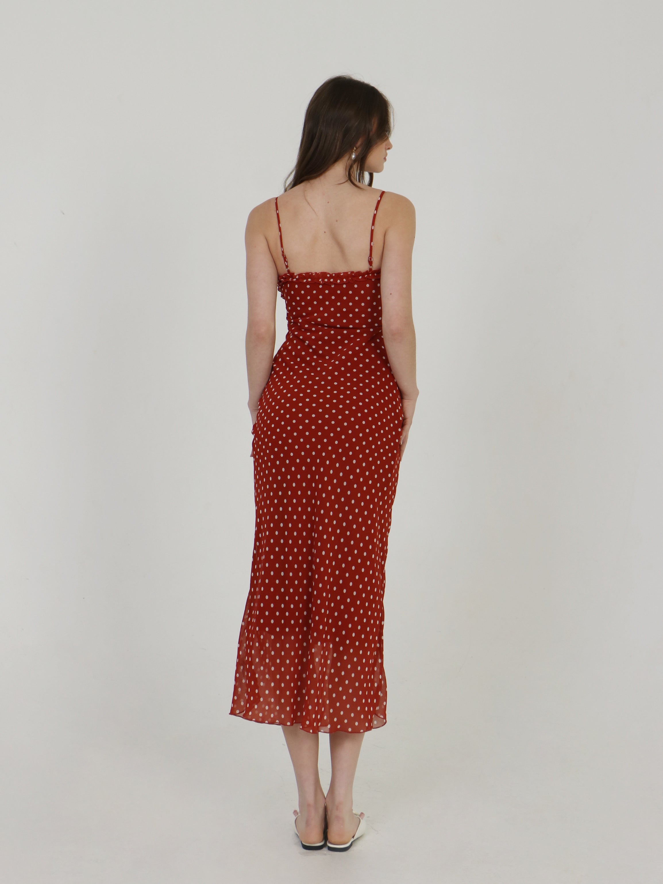 CHERRY DOTS CHIFFON DRESS