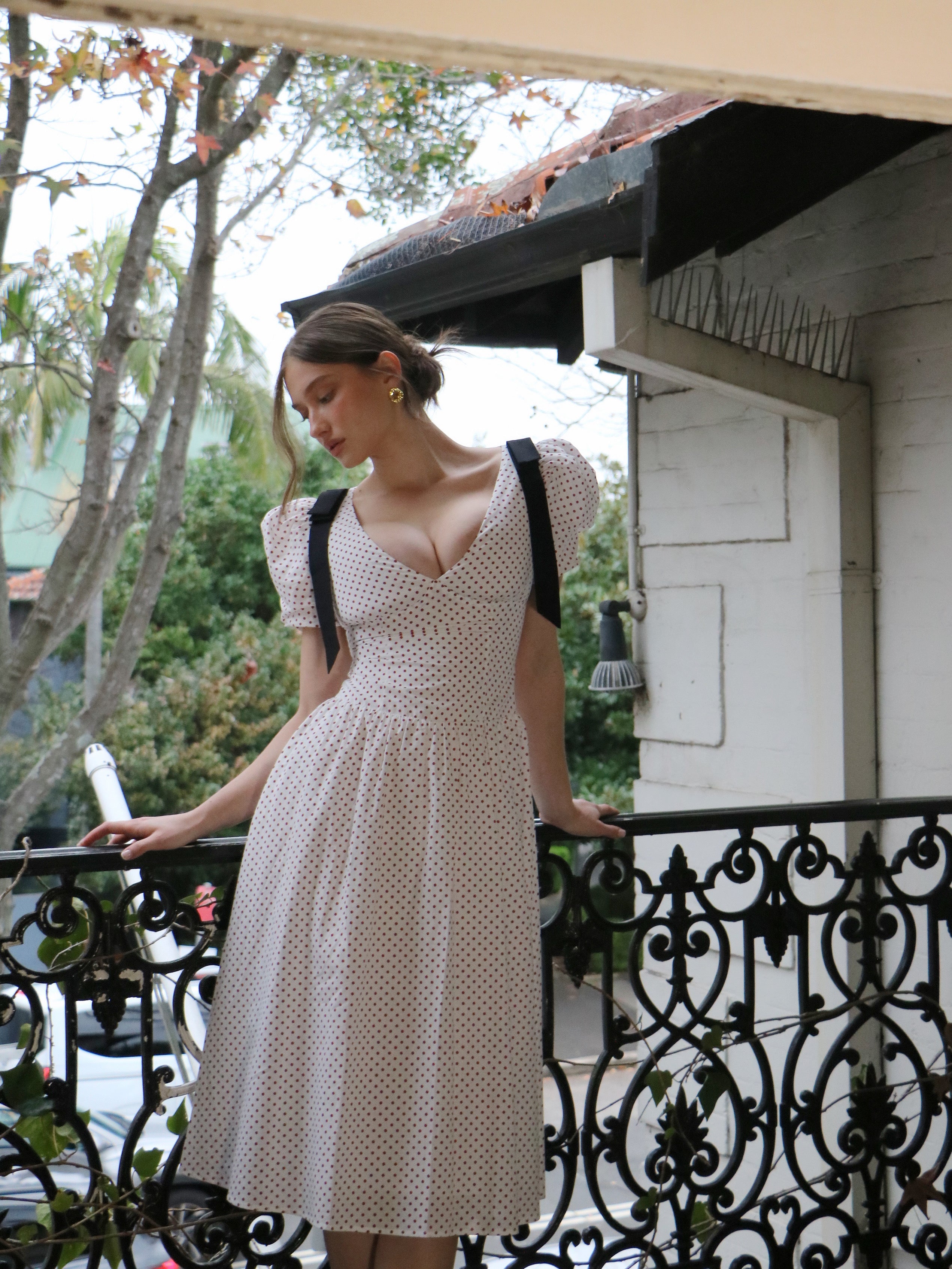 DOTTED AFFAIR MIDI DRESS