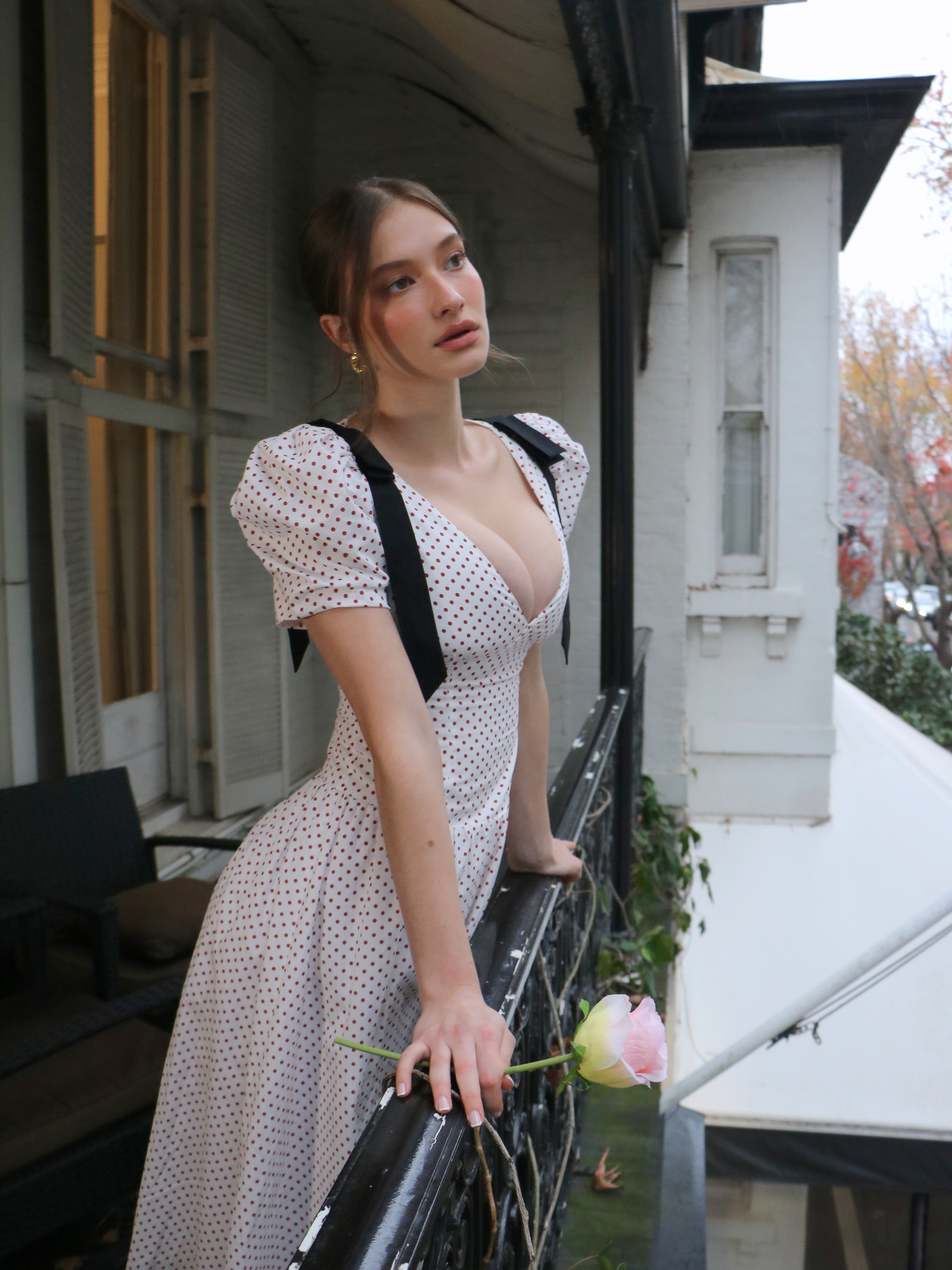 DOTTED AFFAIR MIDI DRESS