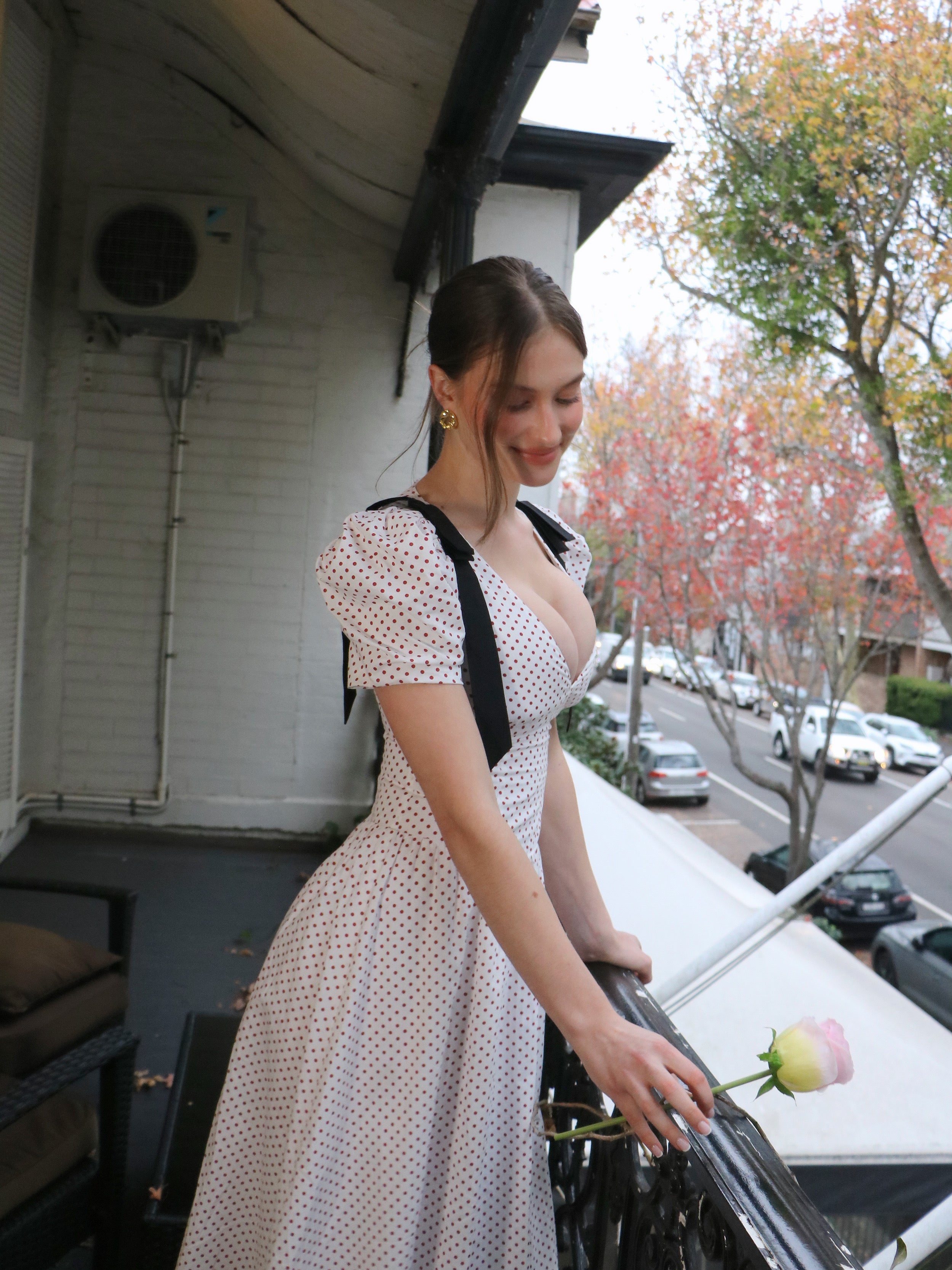 DOTTED AFFAIR MIDI DRESS