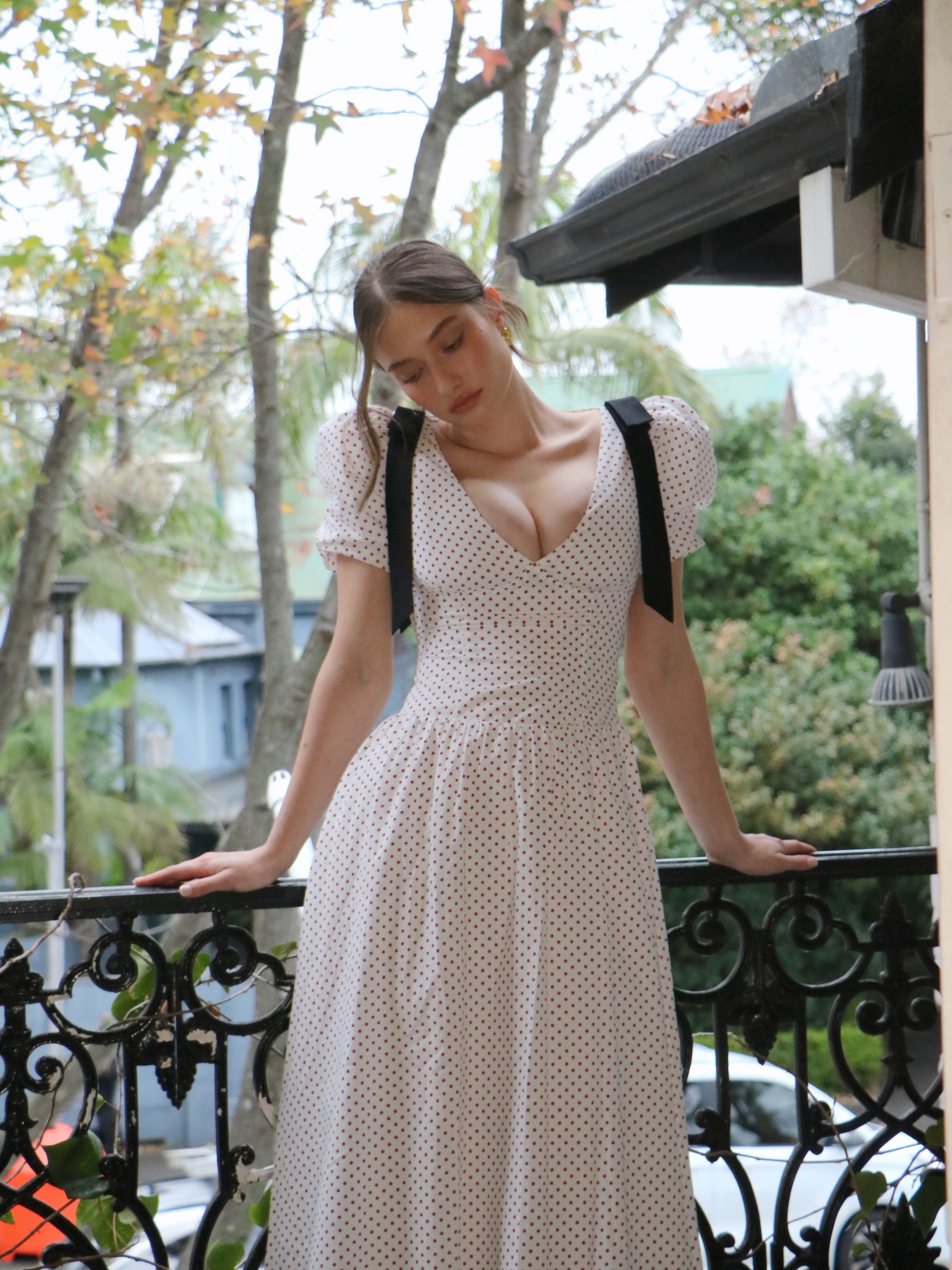 DOTTED AFFAIR MIDI DRESS