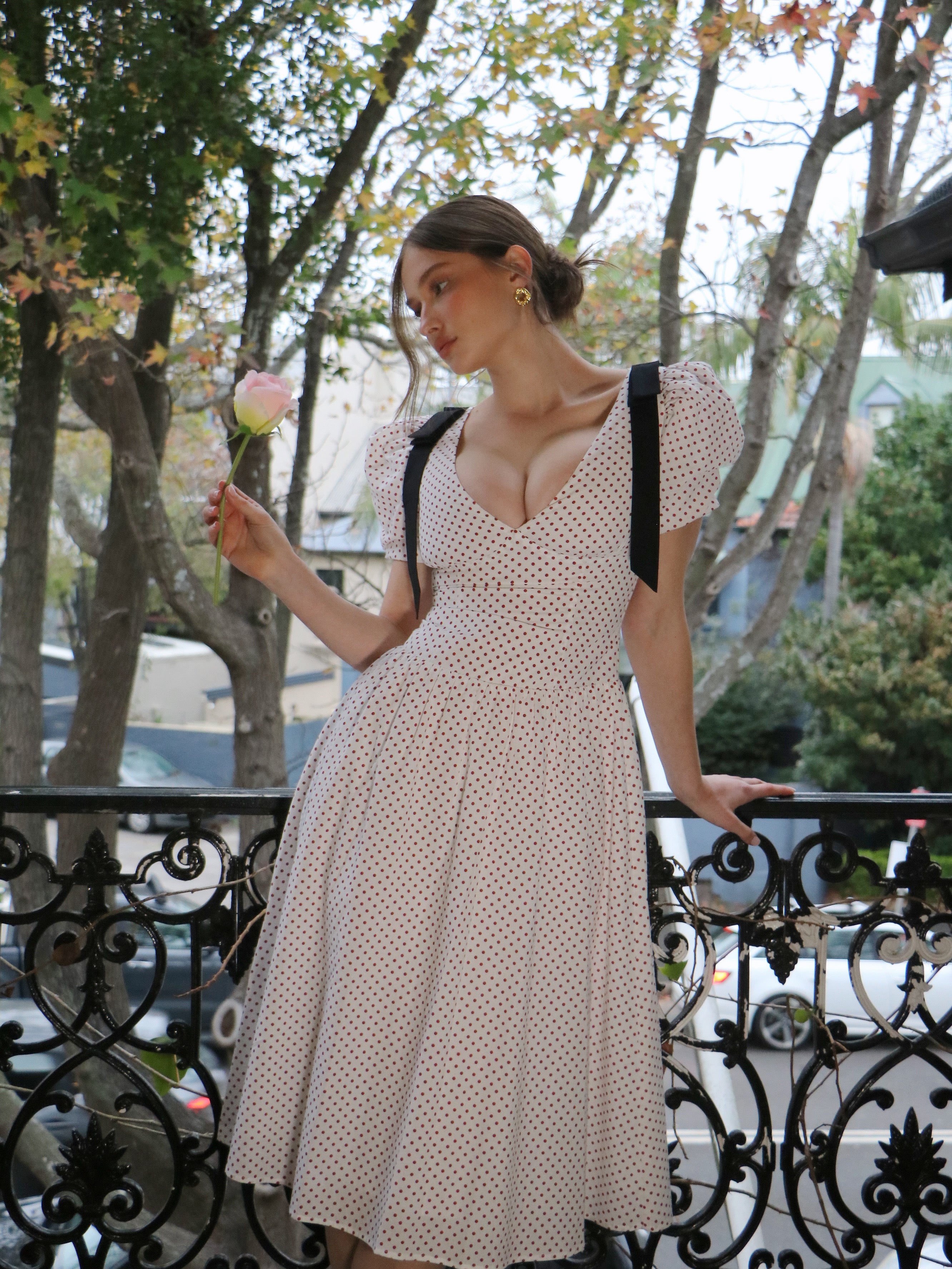 DOTTED AFFAIR MIDI DRESS