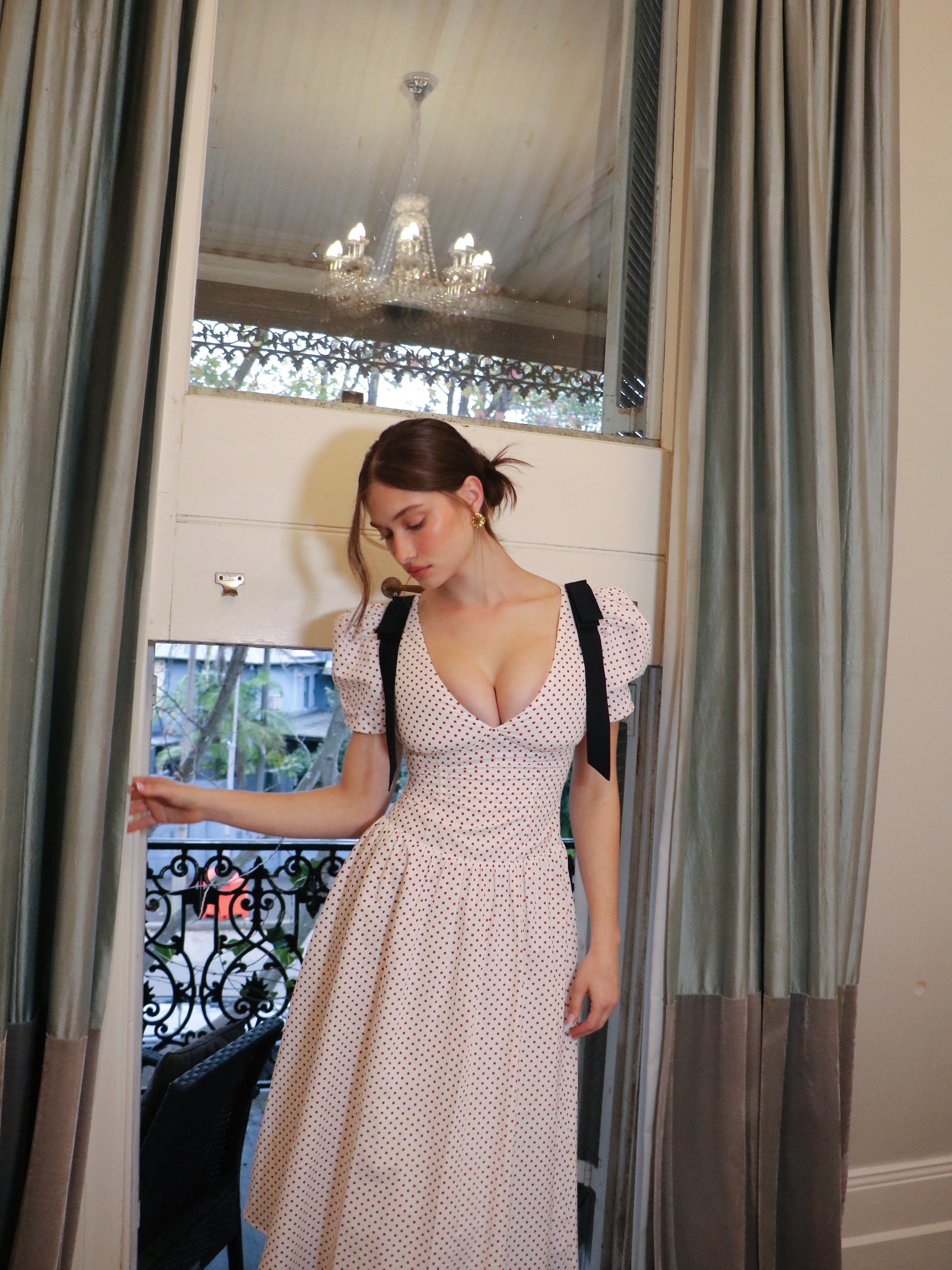 DOTTED AFFAIR MIDI DRESS