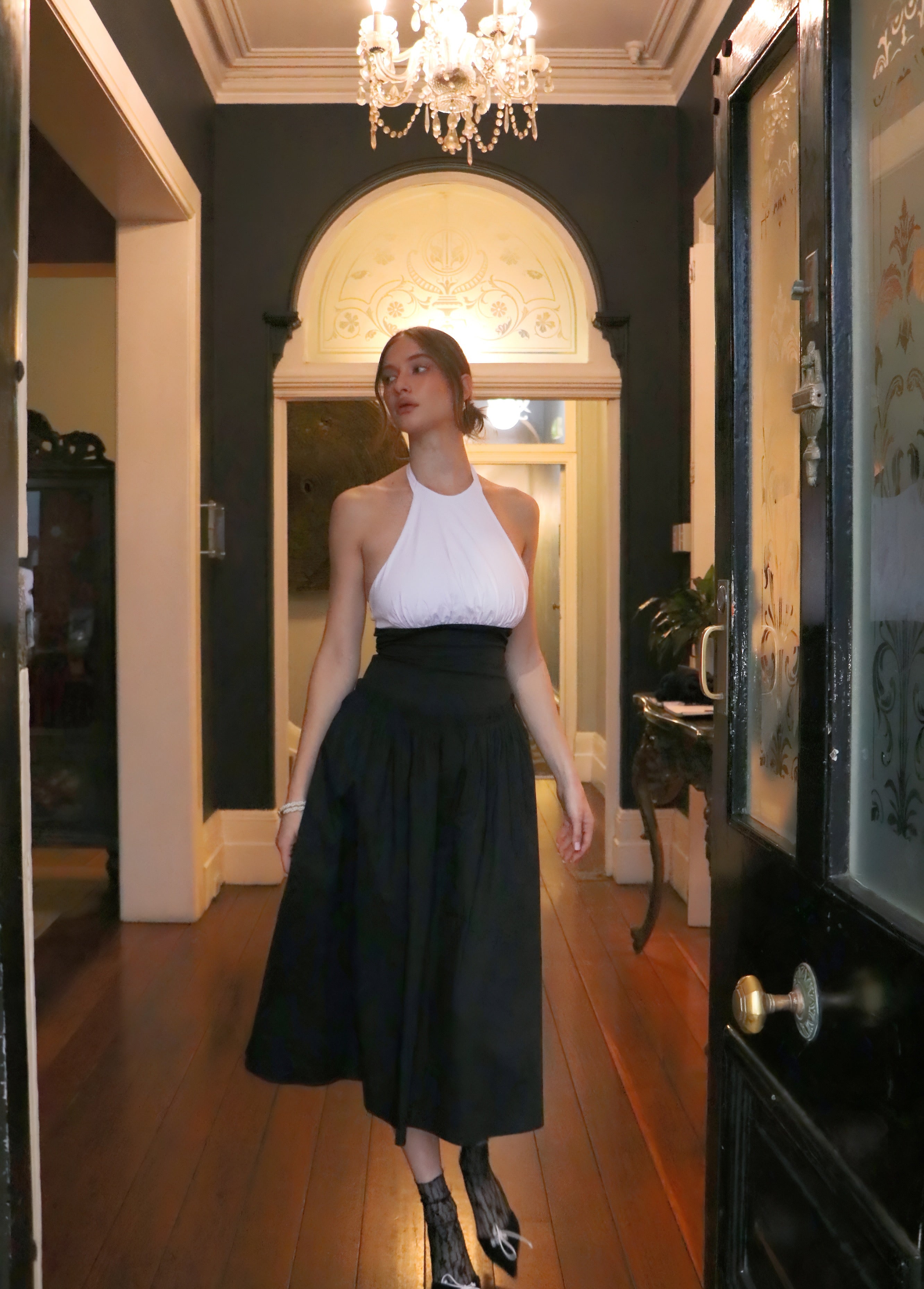 MONACO HALTER MIDI DRESS