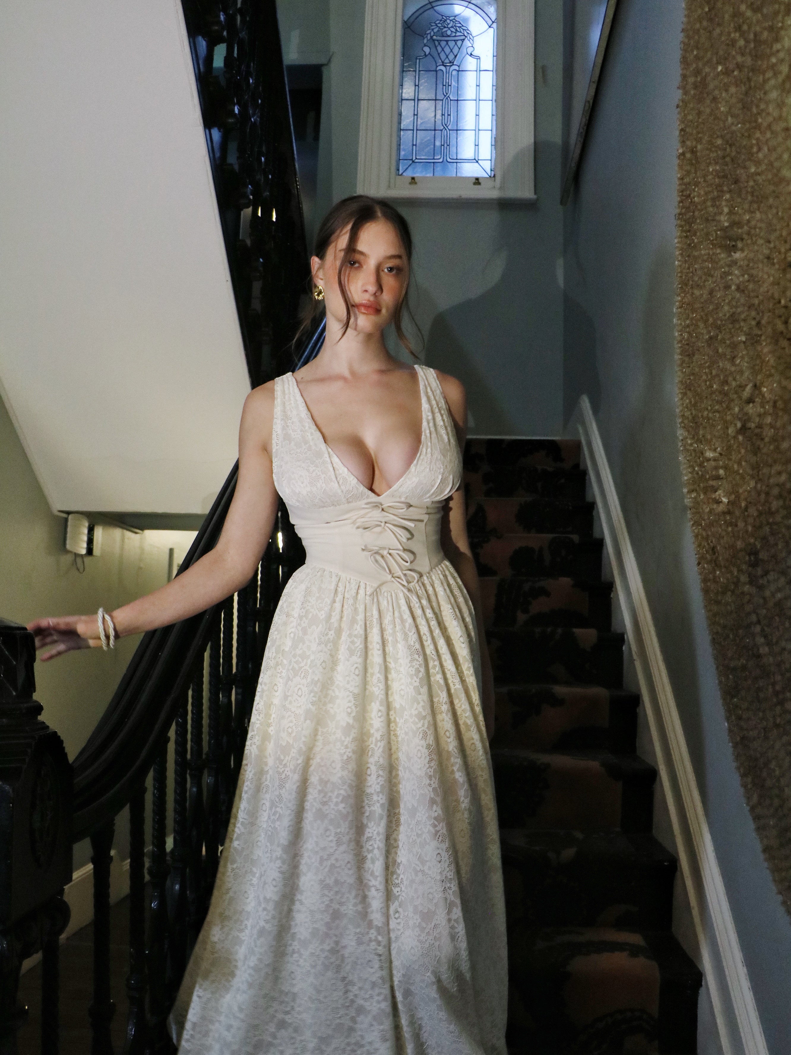 CRÈME LACE CORSET DRESS