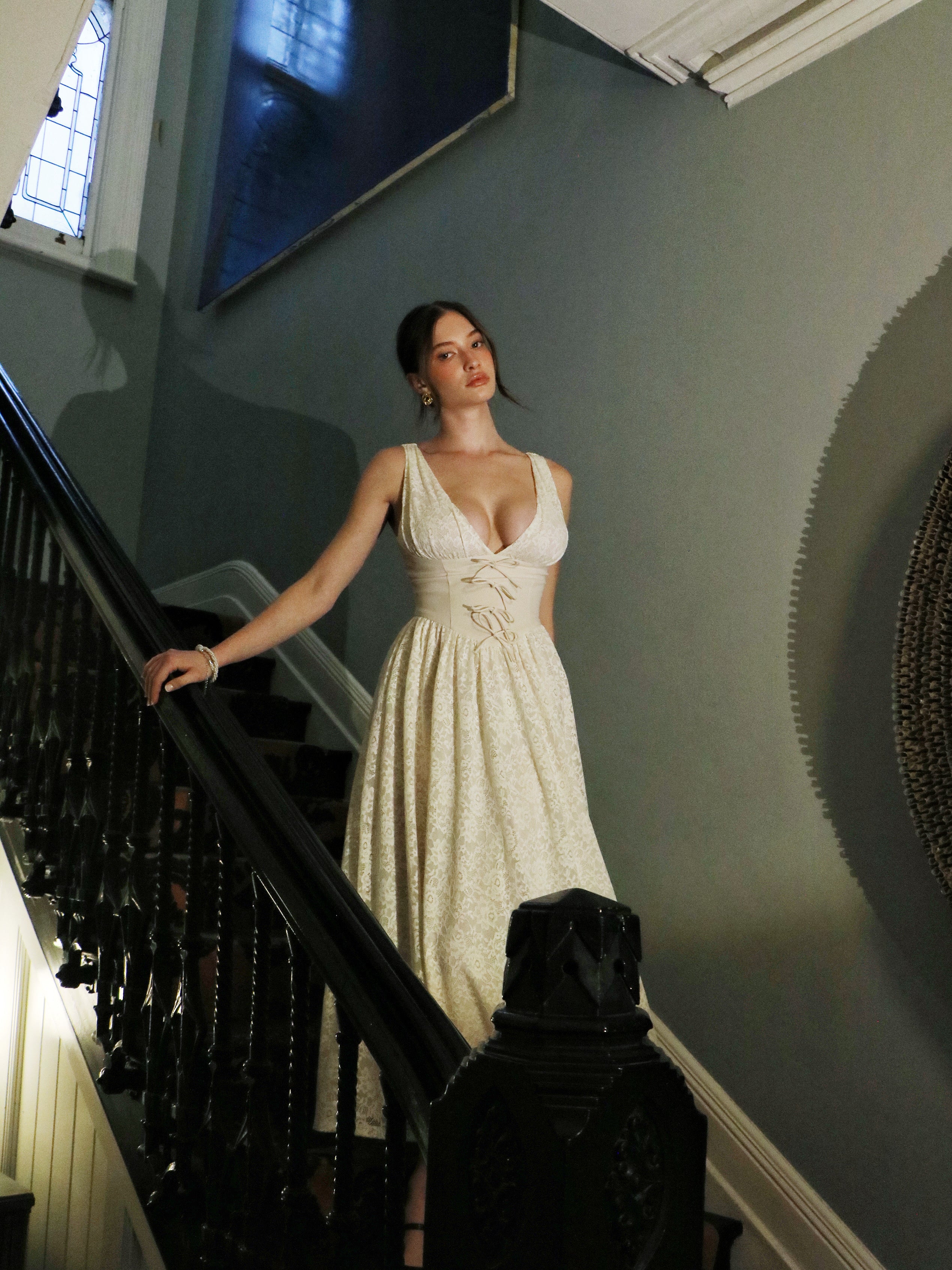 CRÈME LACE CORSET DRESS