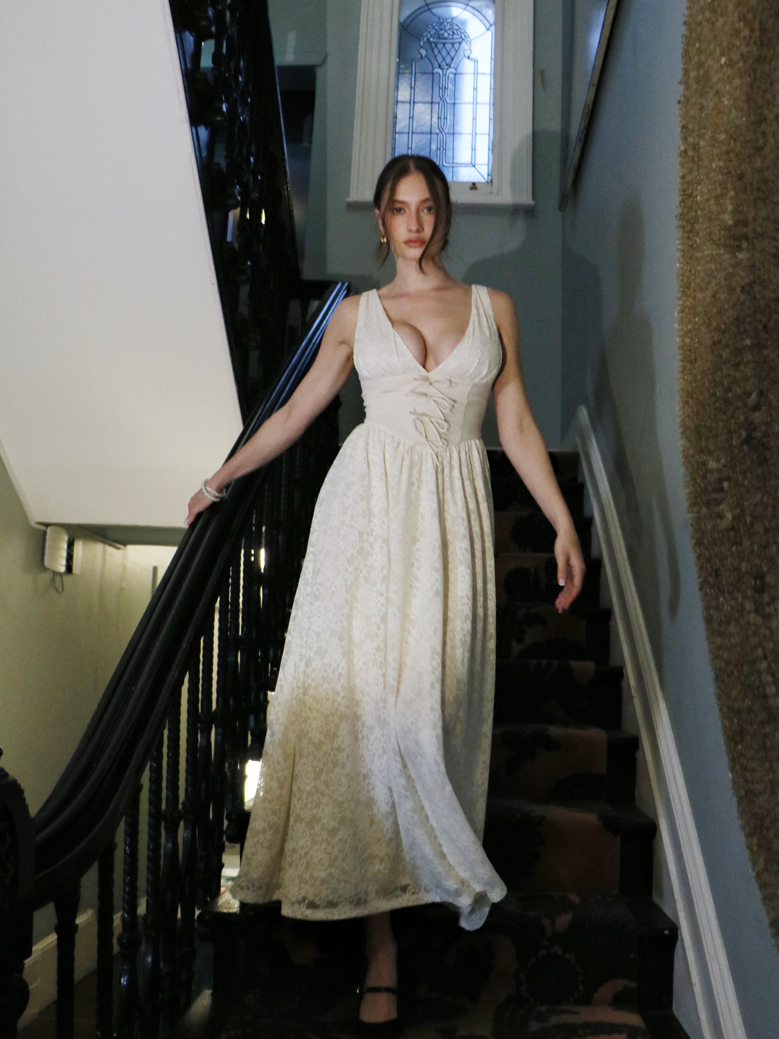 CRÈME LACE CORSET DRESS