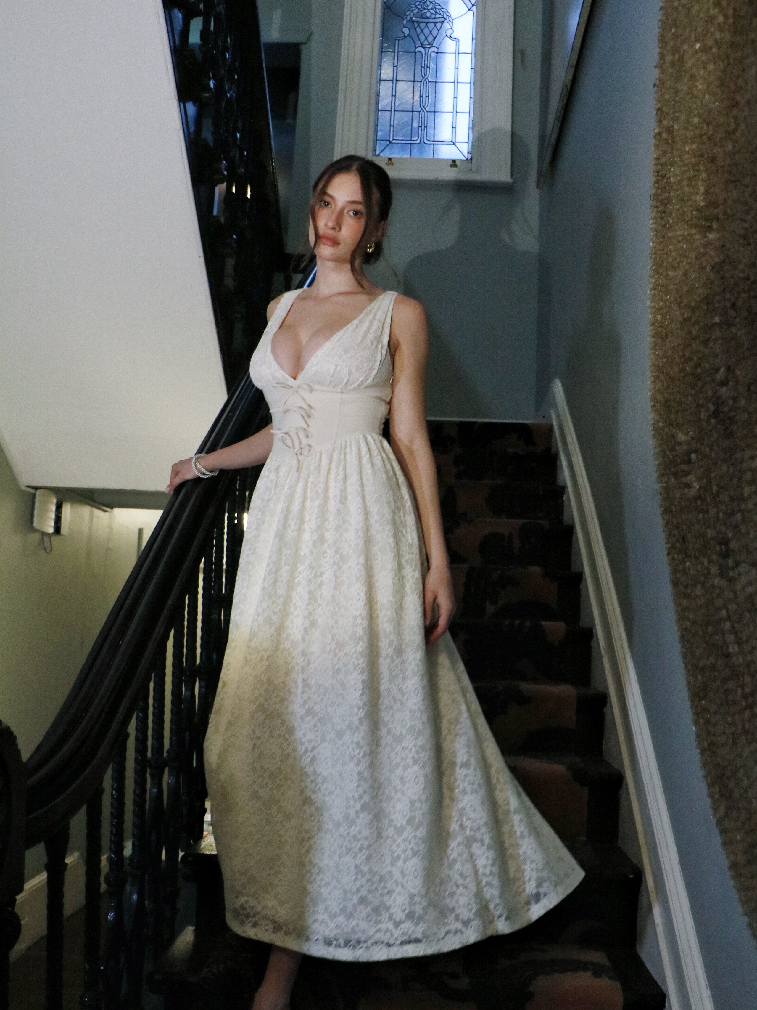 CRÈME LACE CORSET DRESS