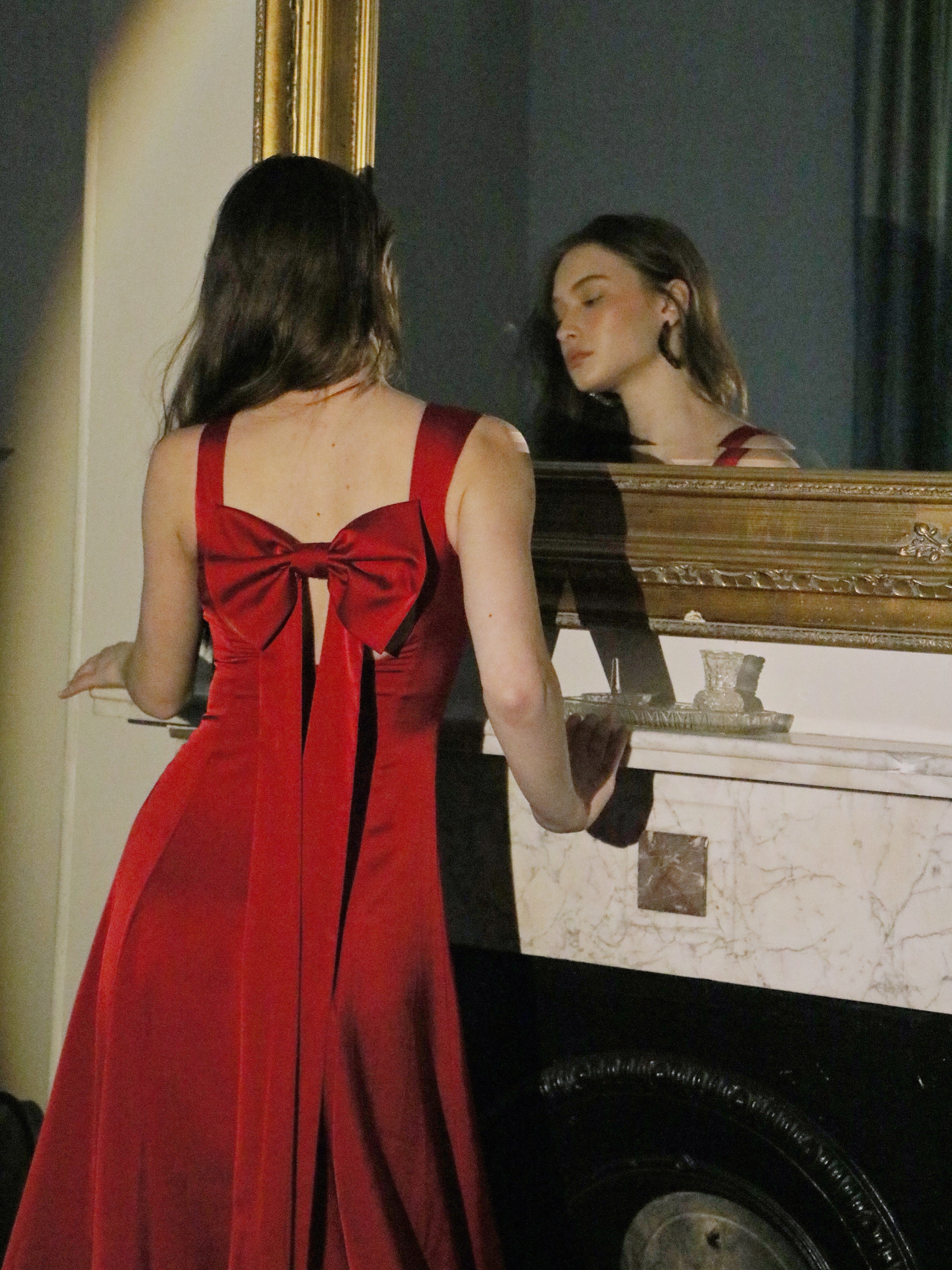 CHERRY RIBBON BACK DRESS