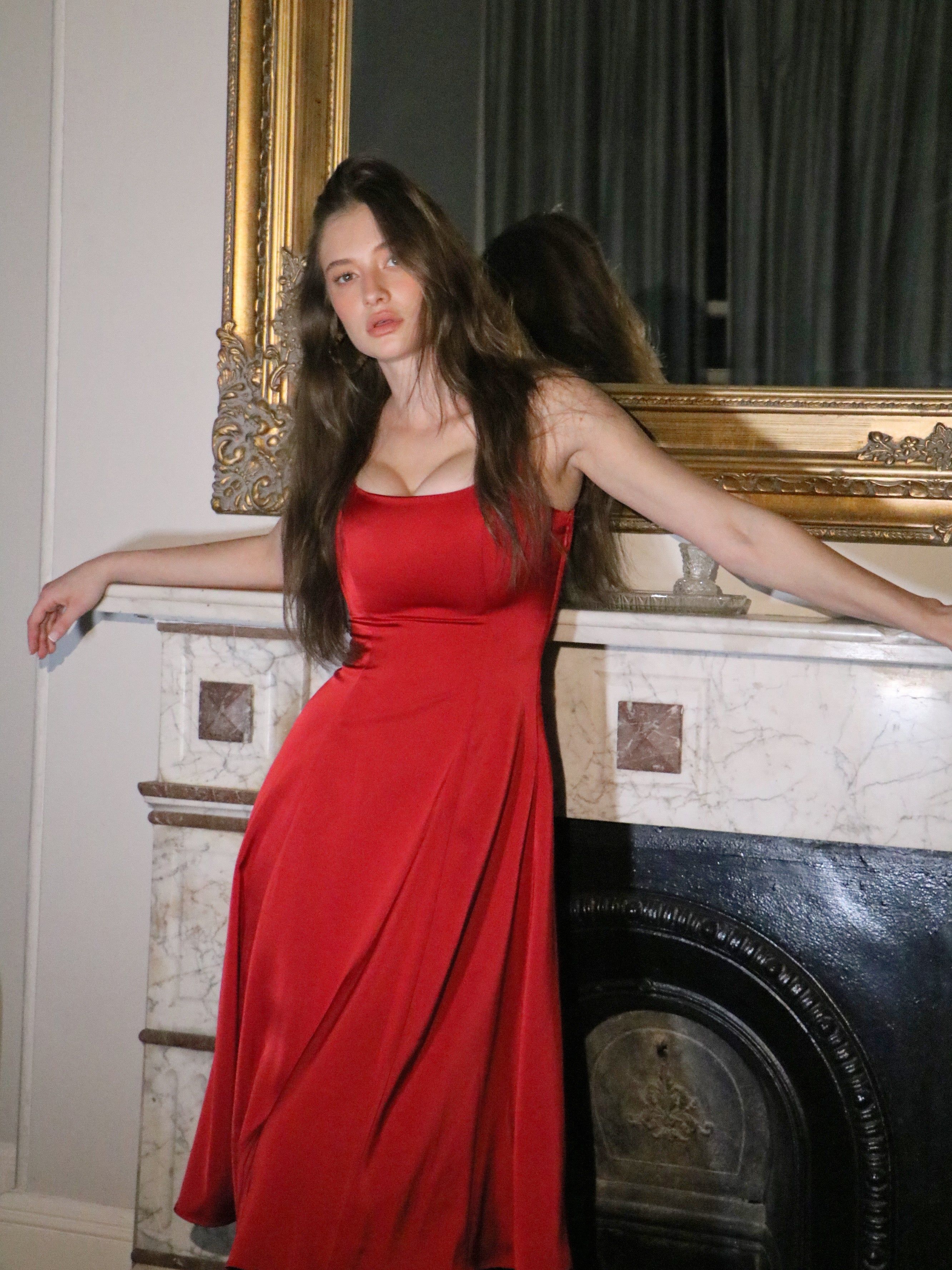 CHERRY RIBBON BACK DRESS