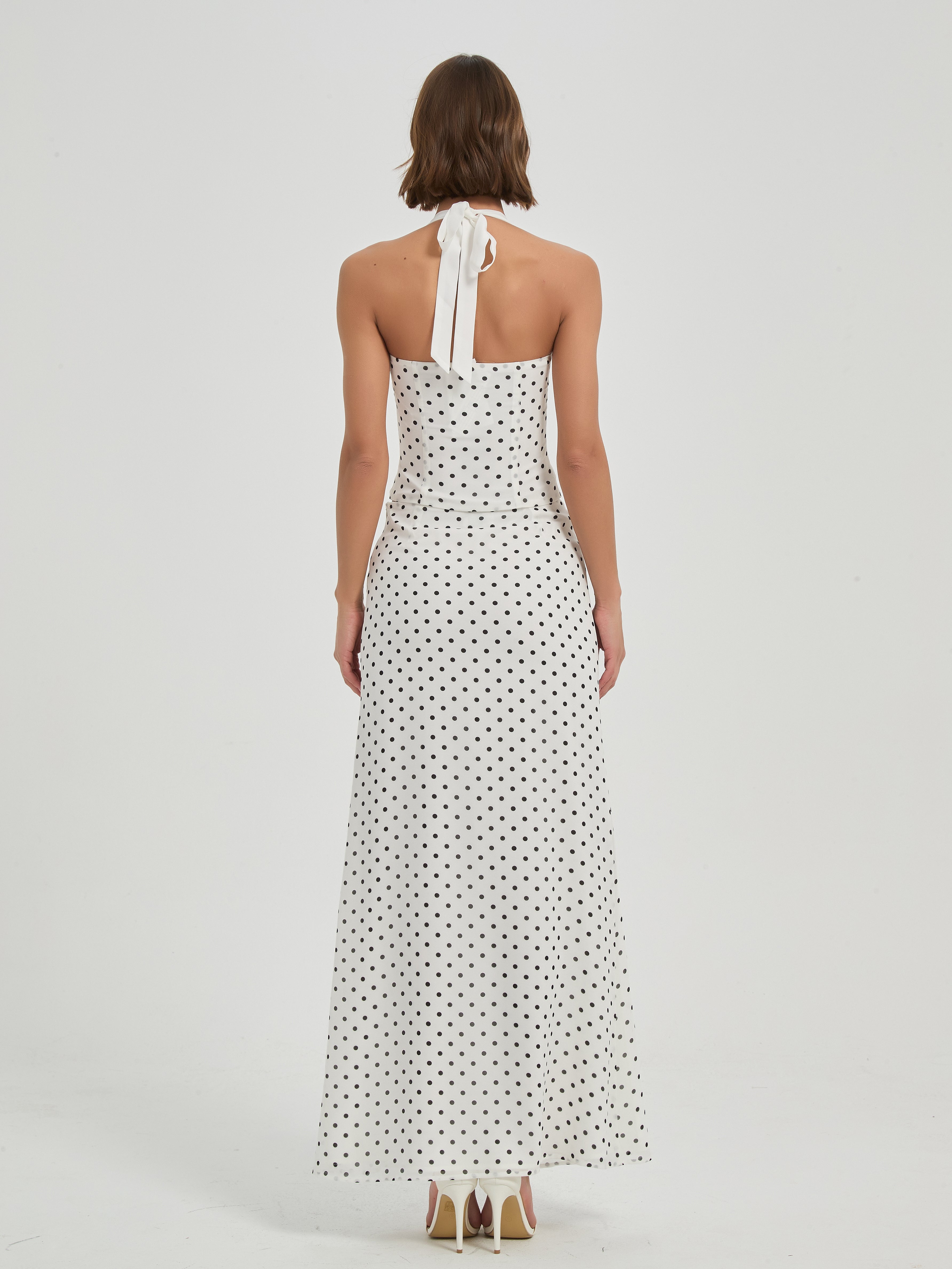 MONICA SET - WHITE/BLACK POLKA