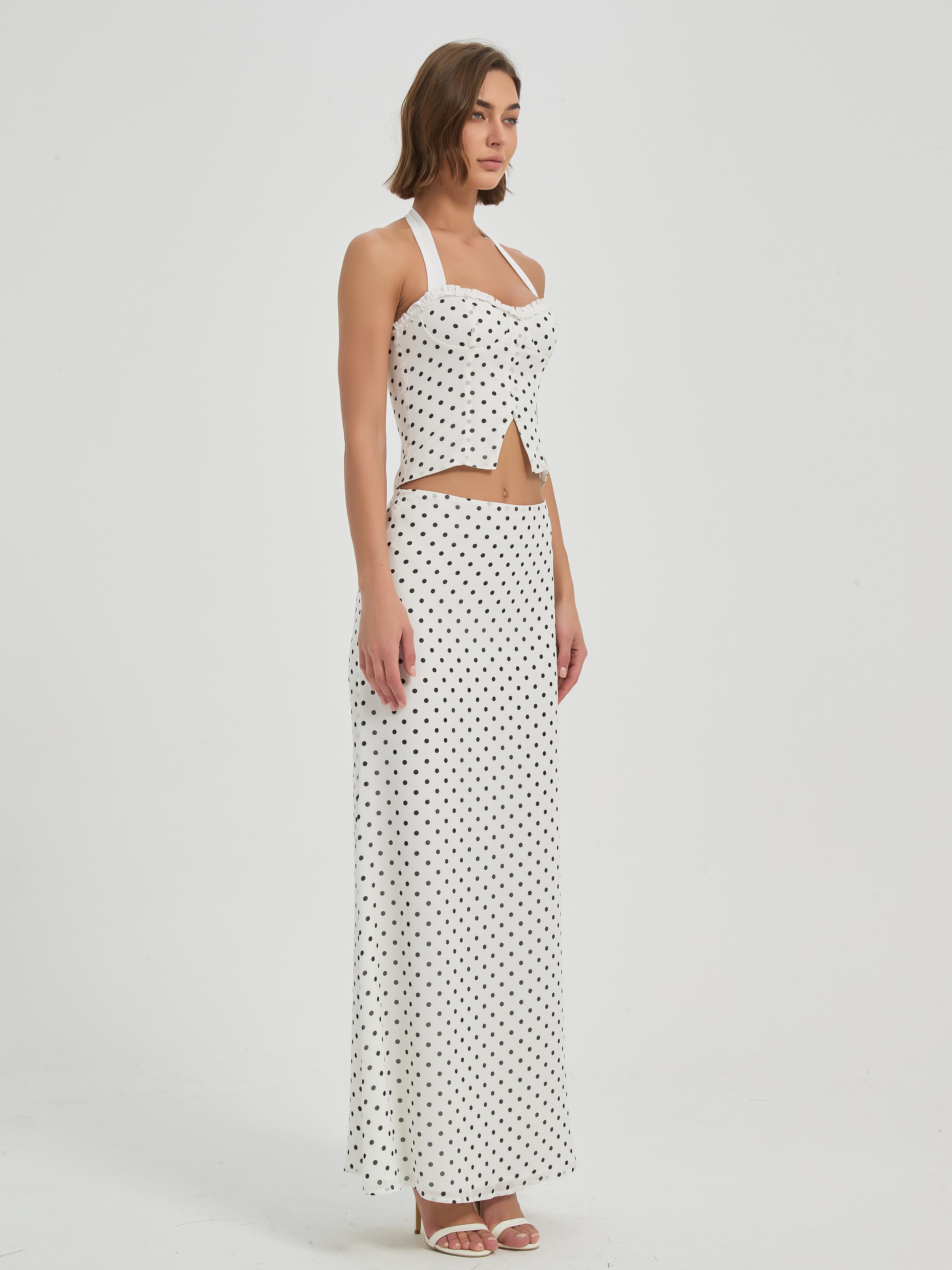 MONICA SET - WHITE/BLACK POLKA